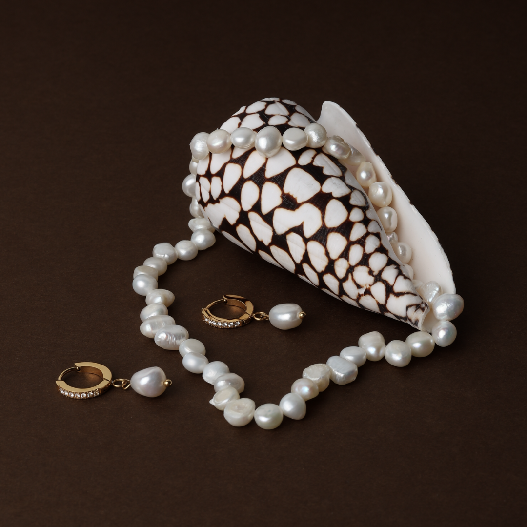 Athena Freshwater Pearl Hoop Earrings