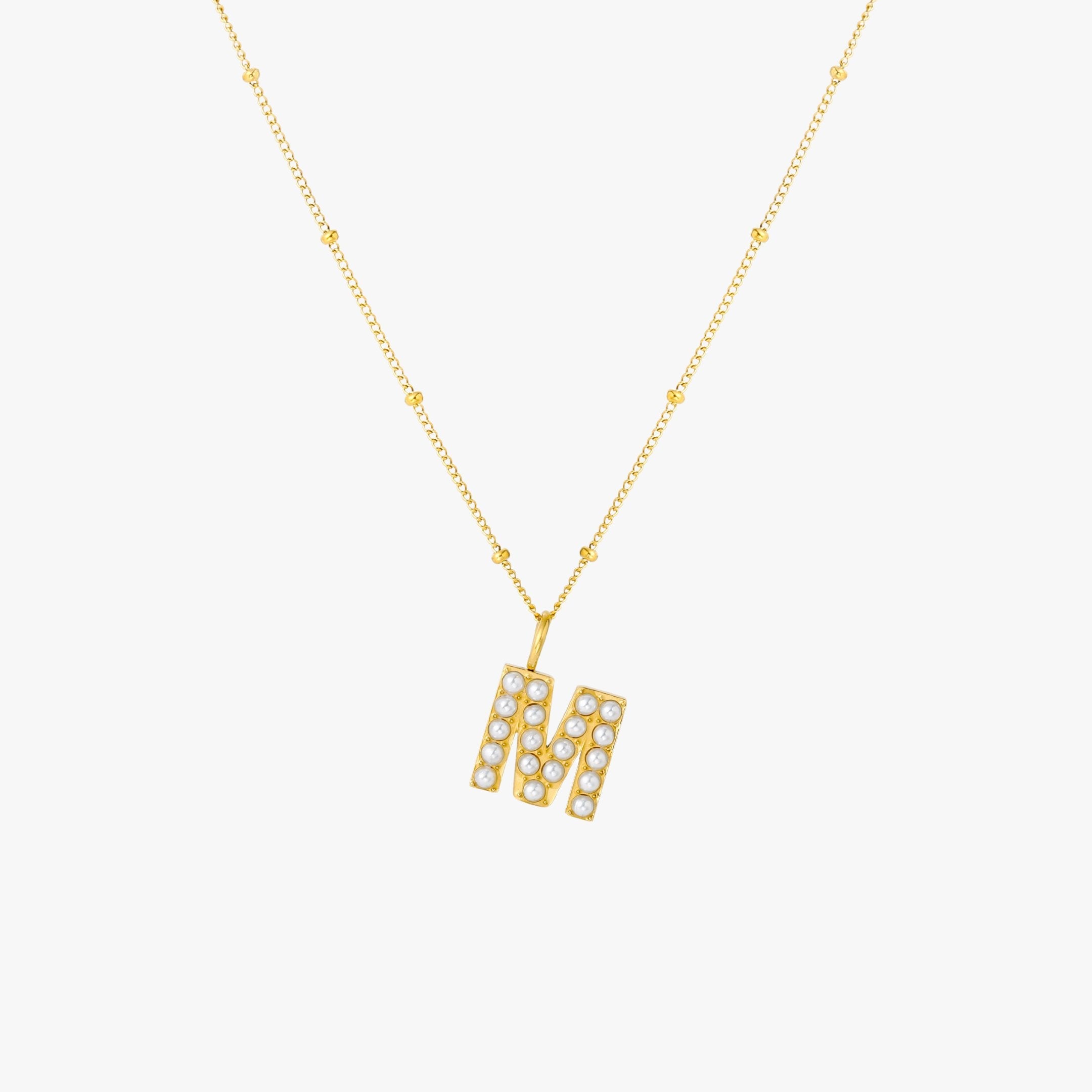 Athena Pearl Initial Necklace