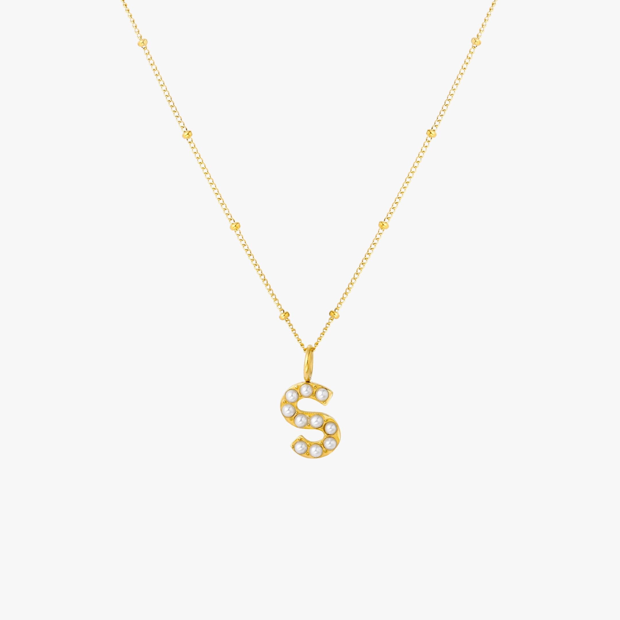 Athena Pearl Initial Necklace