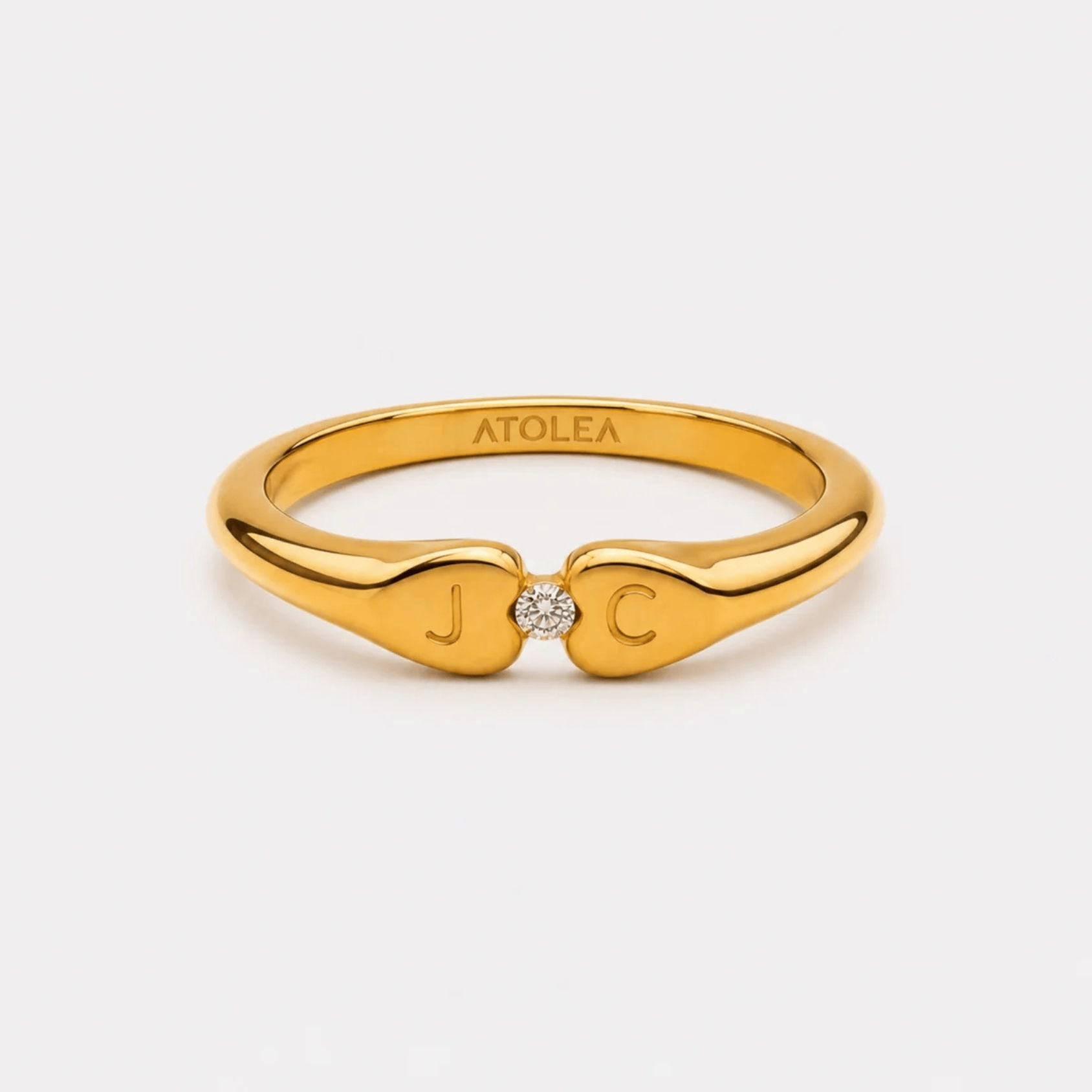 Athena Two-Initial Crystal Ring