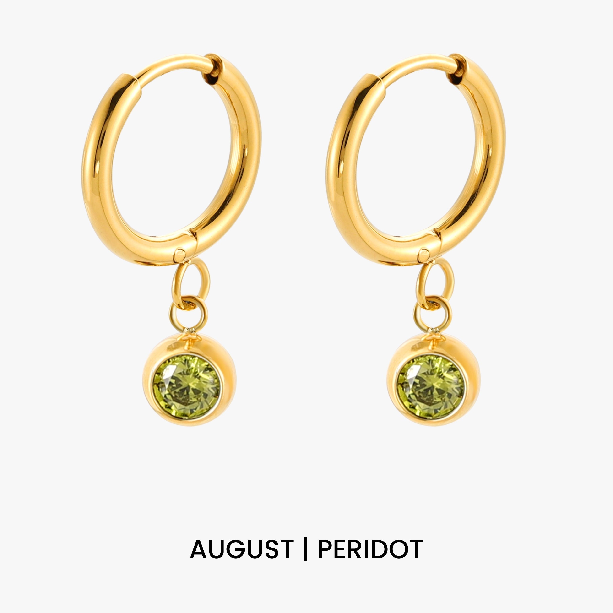 Athena Birthstone Charm Hoops
