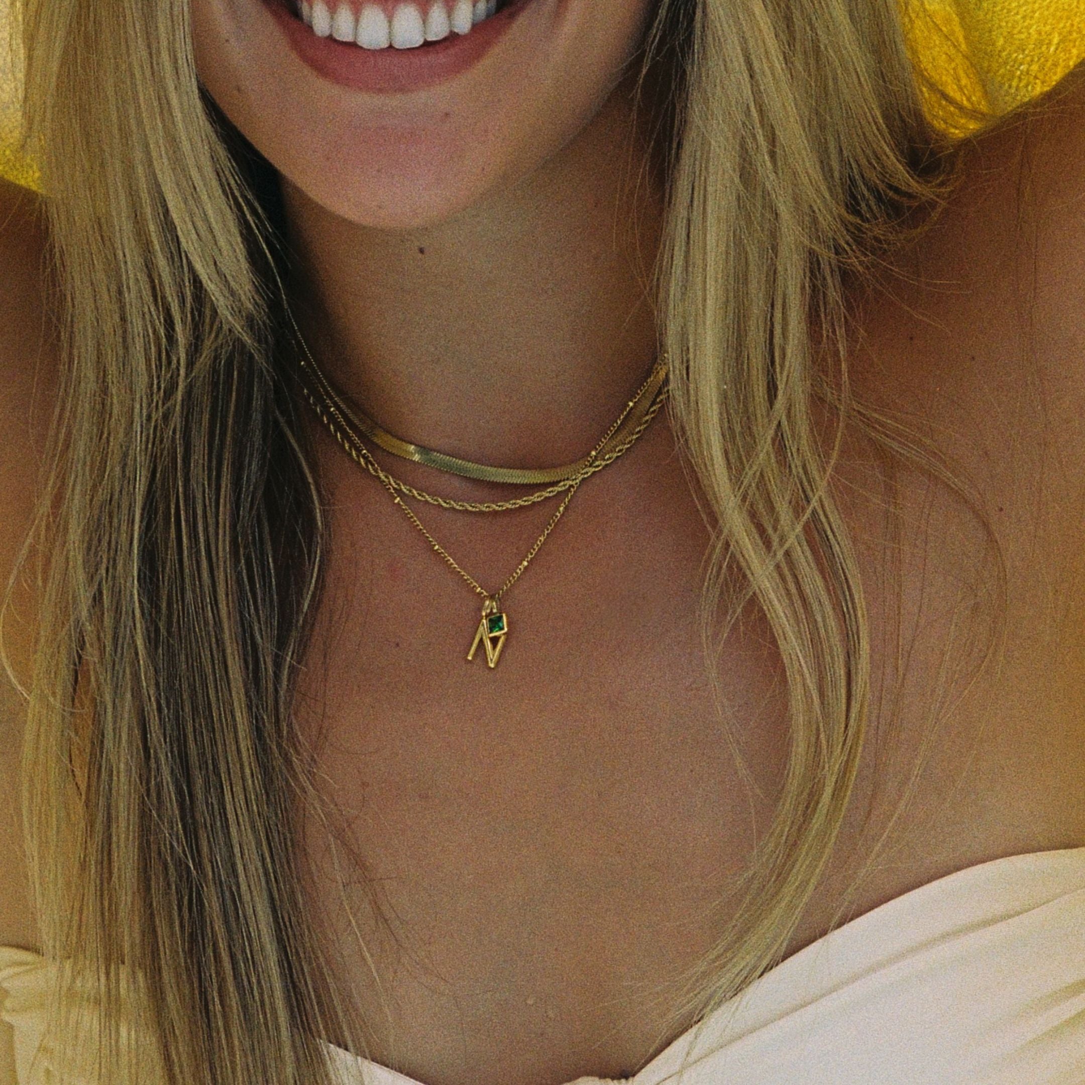 Athena Initial & Birthstone Charm Necklace
