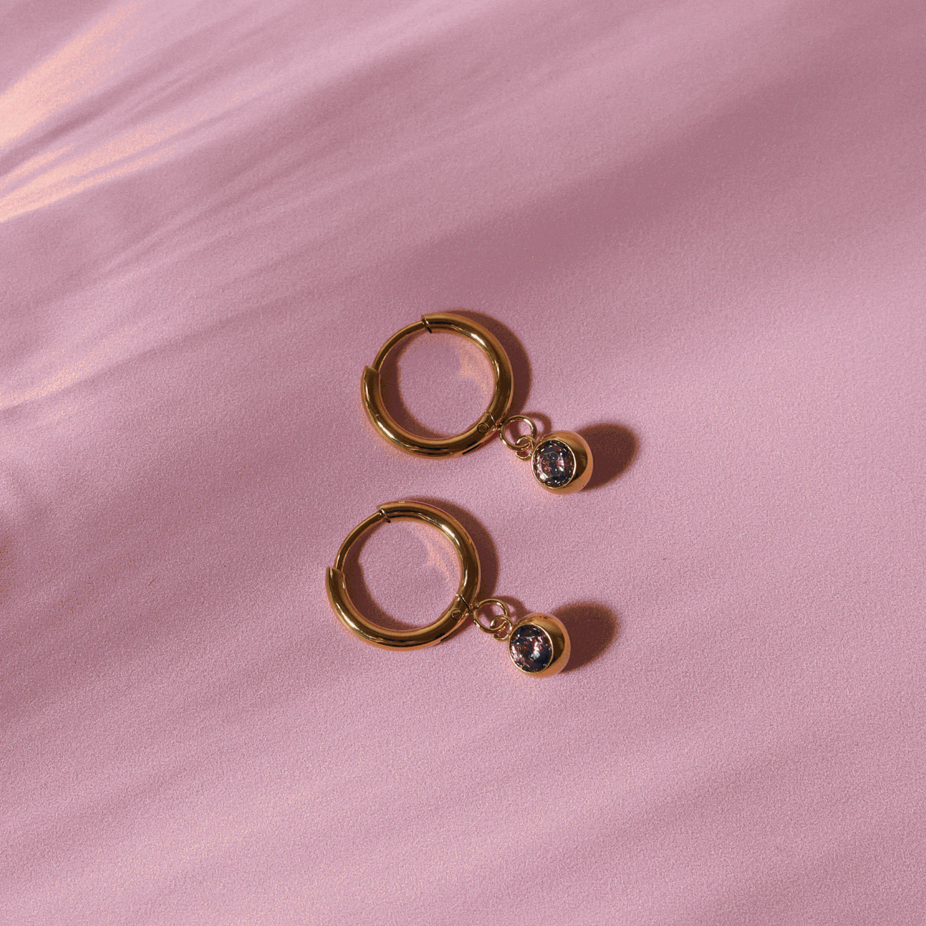 Athena Birthstone Charm Hoops