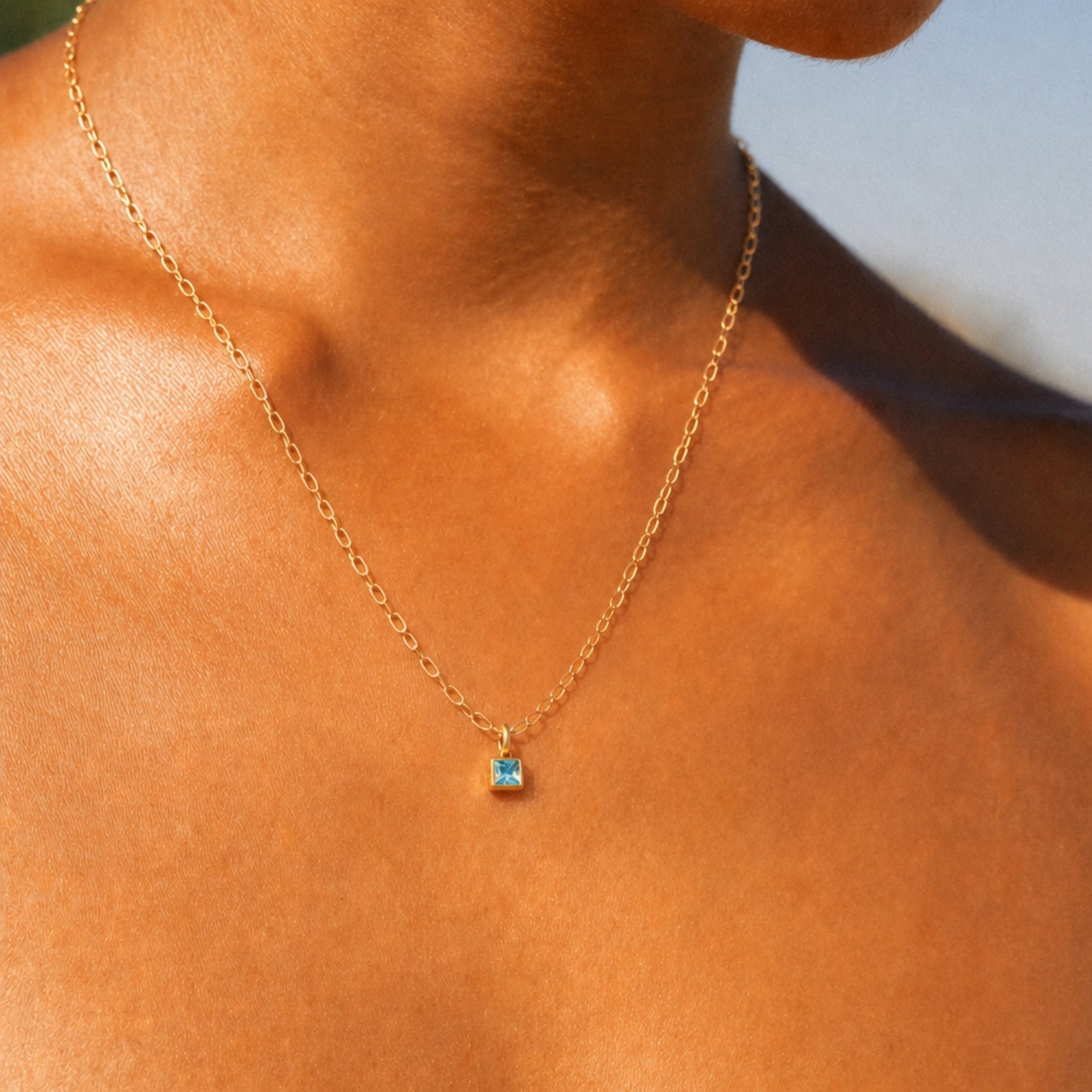 Athena Paperclip Birthstone Necklace