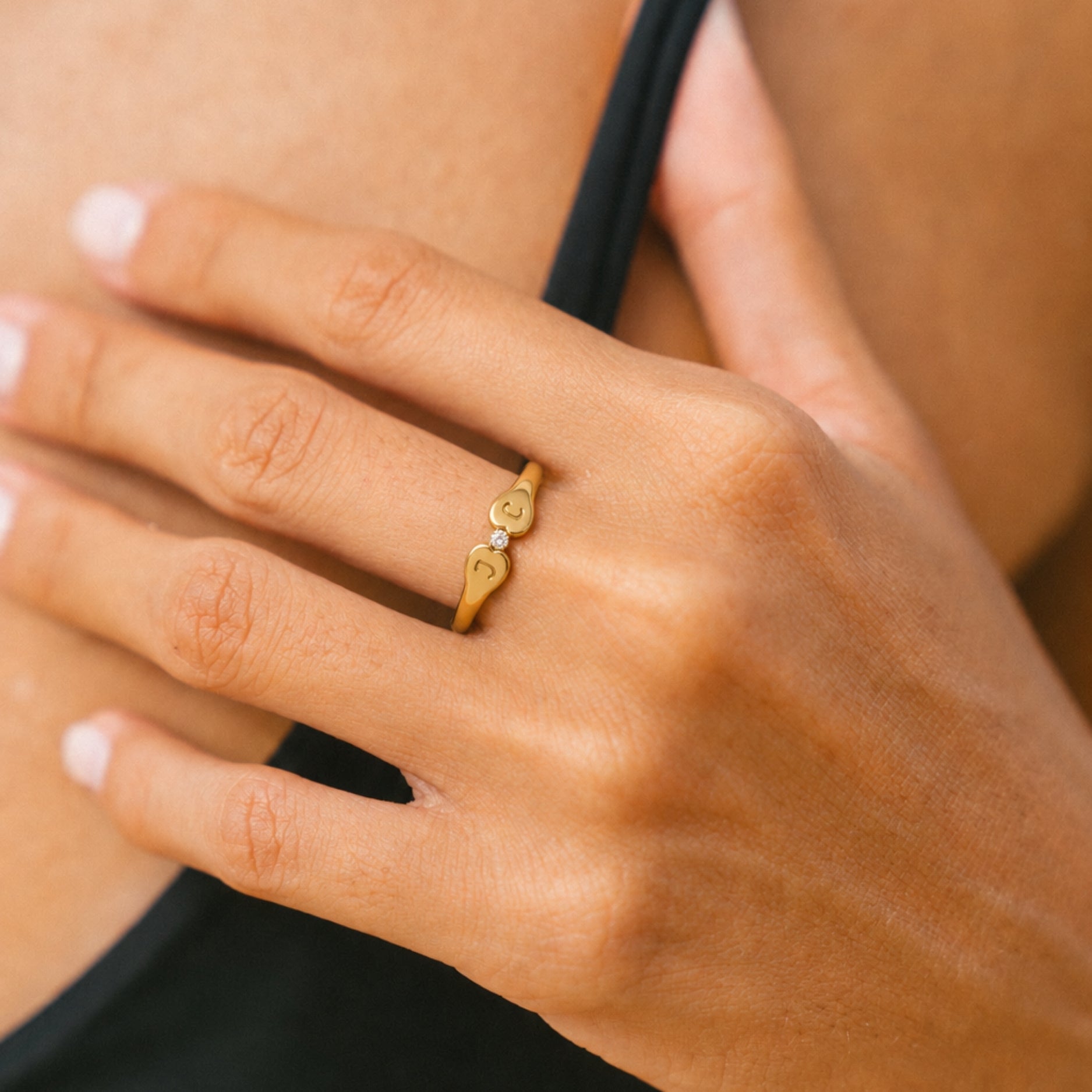 Athena Two-Initial Crystal Ring