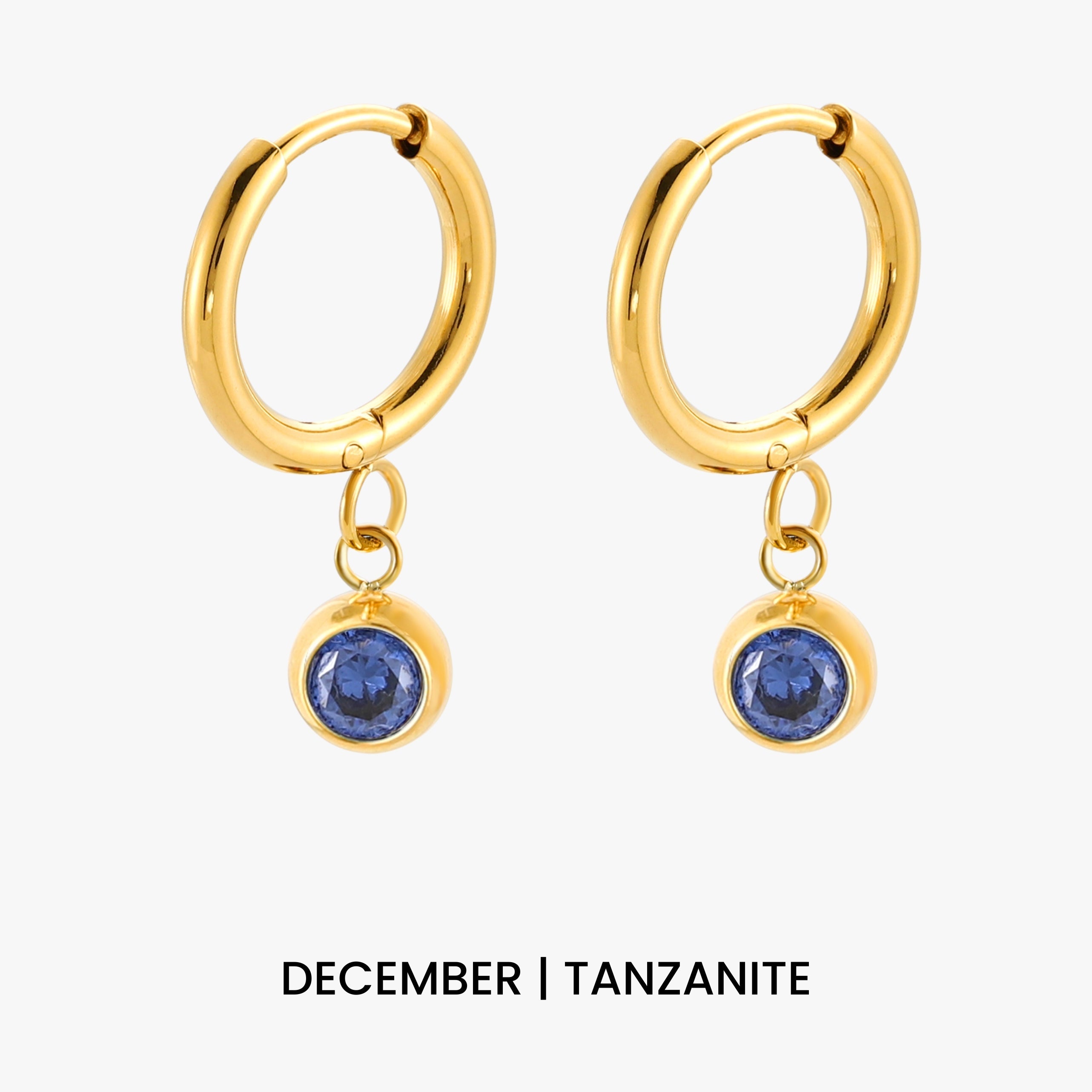 Athena Birthstone Charm Hoops