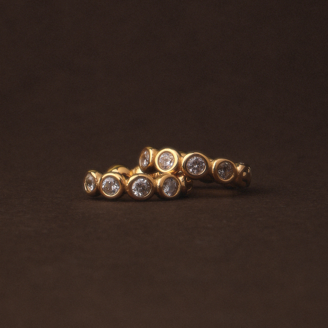 Athena Beaded Diamond Hoops