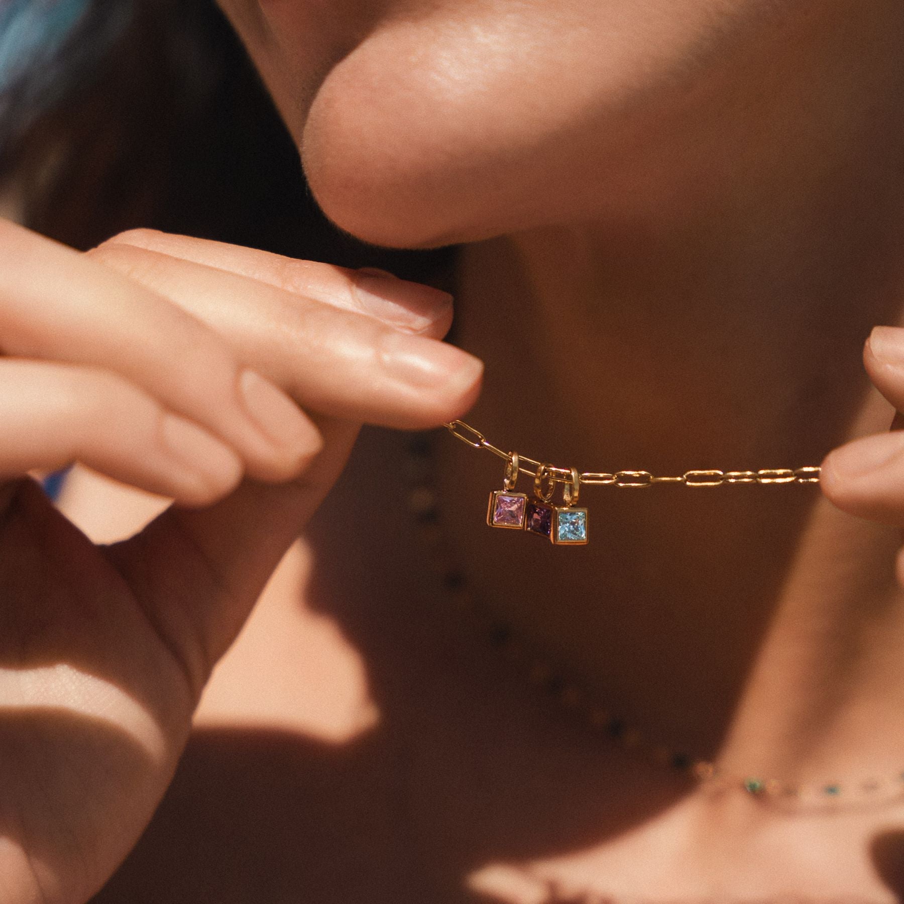 Athena Paperclip Birthstone Necklace
