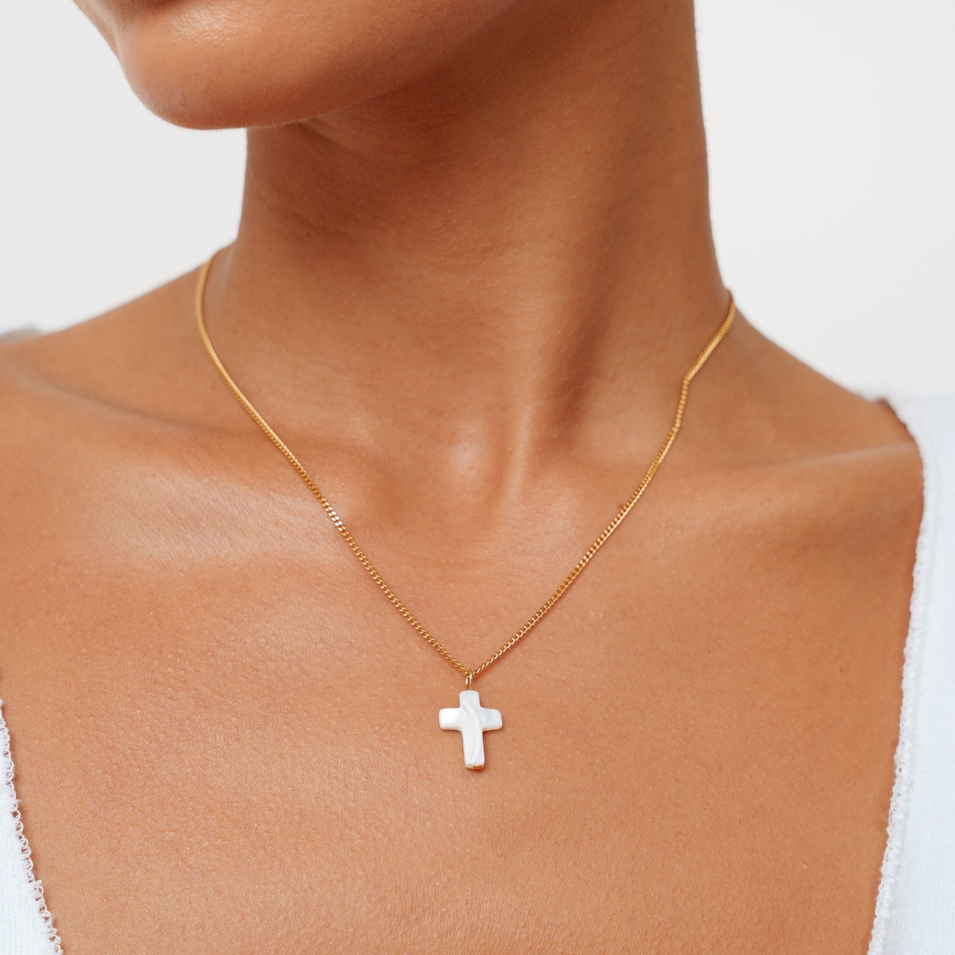 Athena Mother of Pearl Cross Necklace