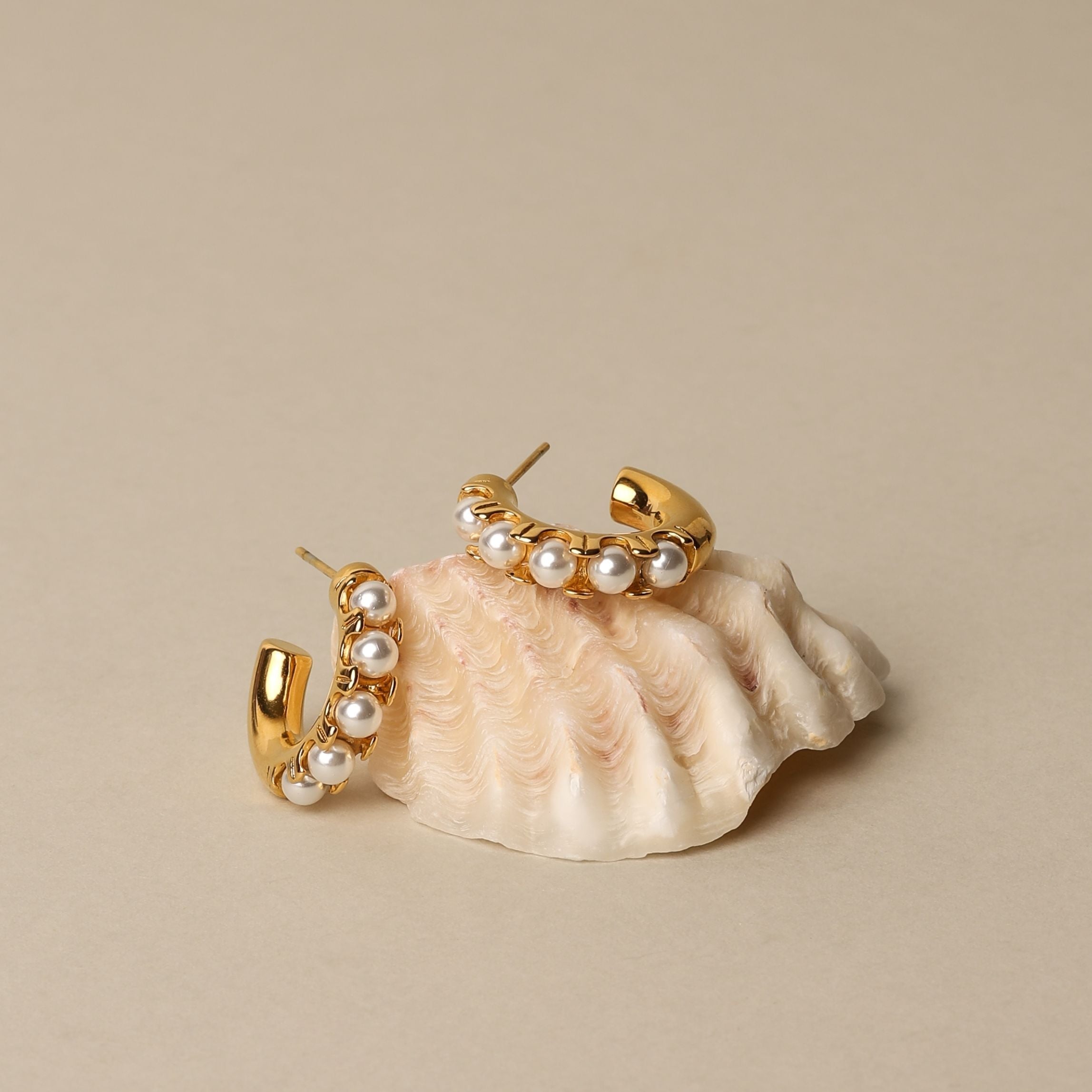Athena Mini Pearl Huggies Earrings