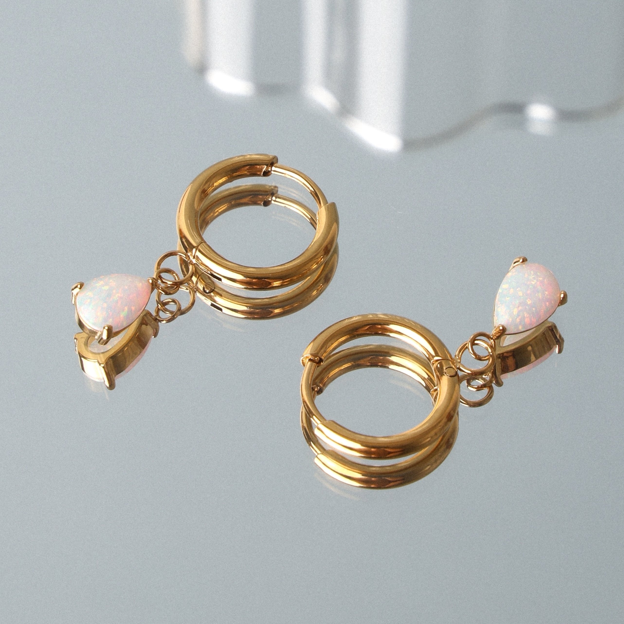 Athena Opal Hoops