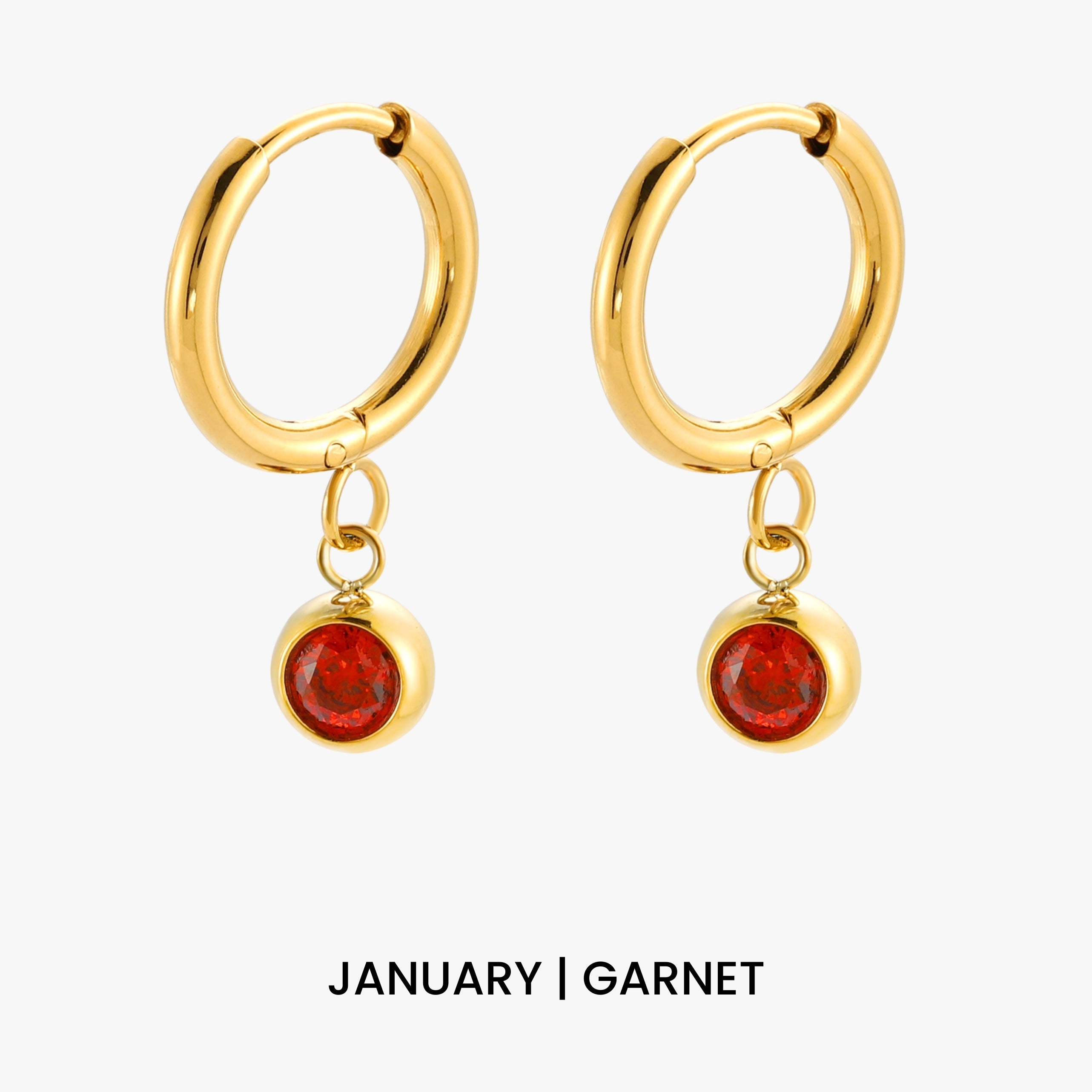Athena Birthstone Charm Hoops
