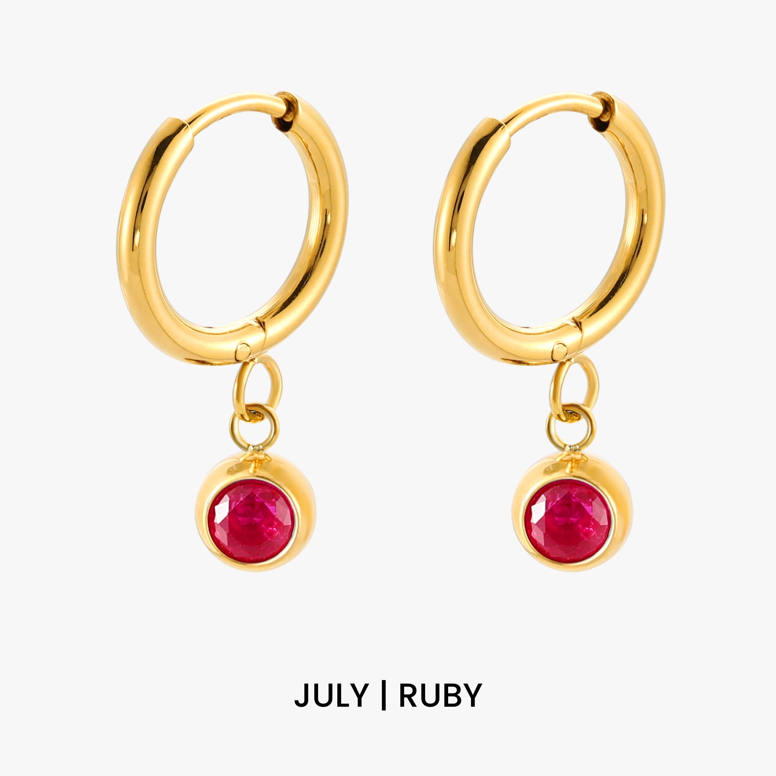 Athena Birthstone Charm Hoops