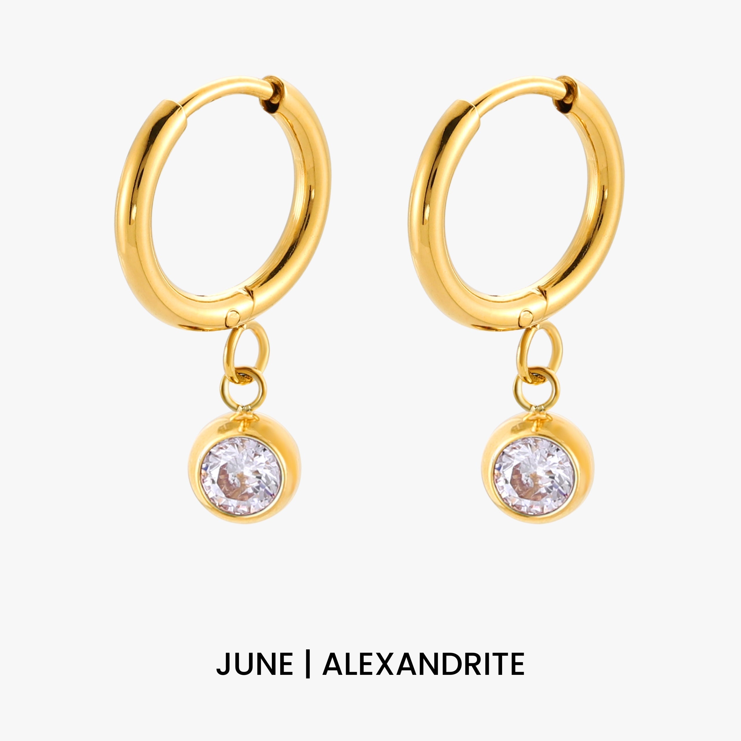 Athena Birthstone Charm Hoops