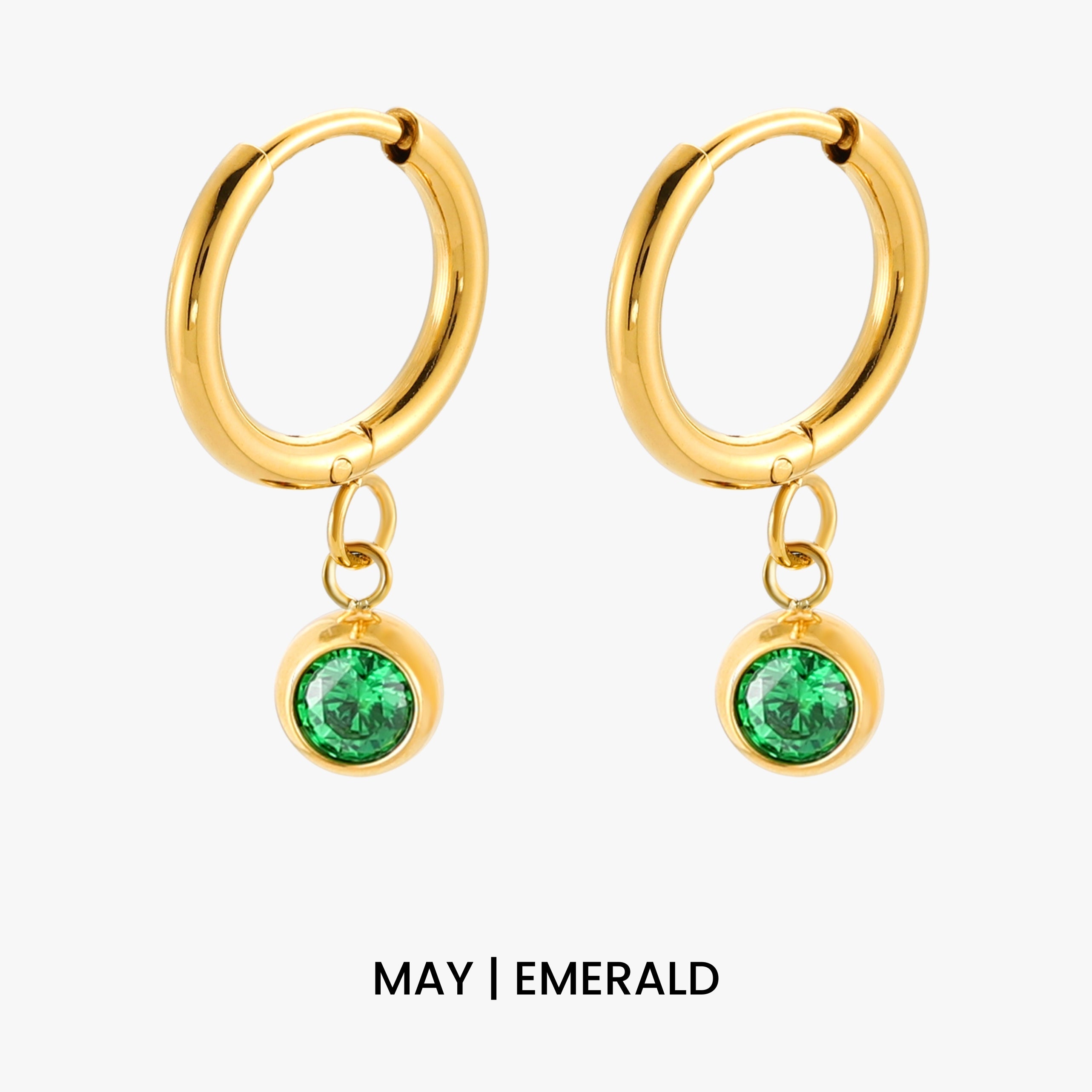 Athena Birthstone Charm Hoops