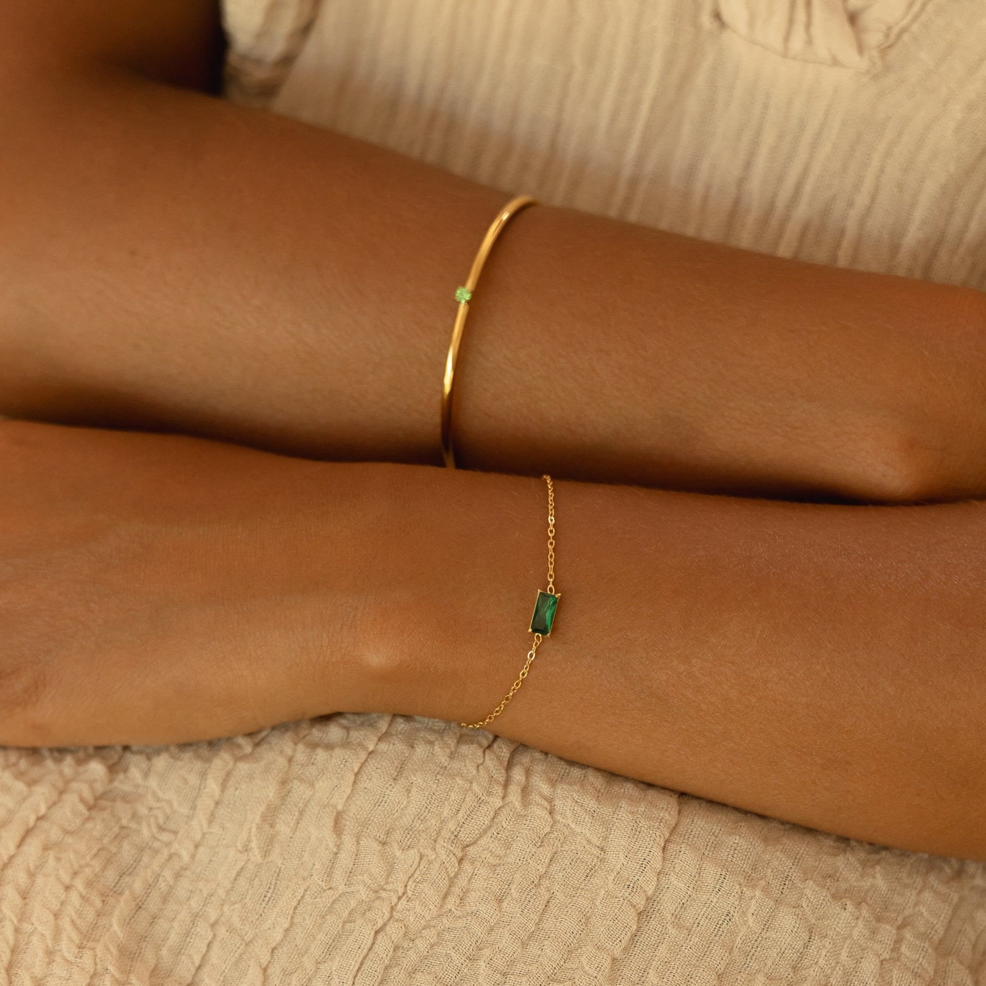 Athena Thin Emerald Cuff