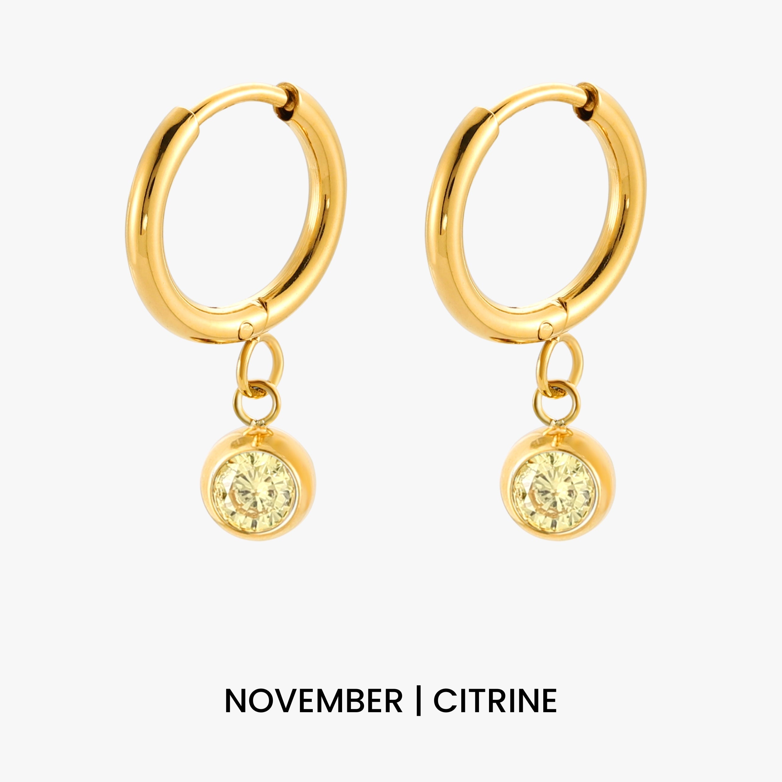Athena Birthstone Charm Hoops
