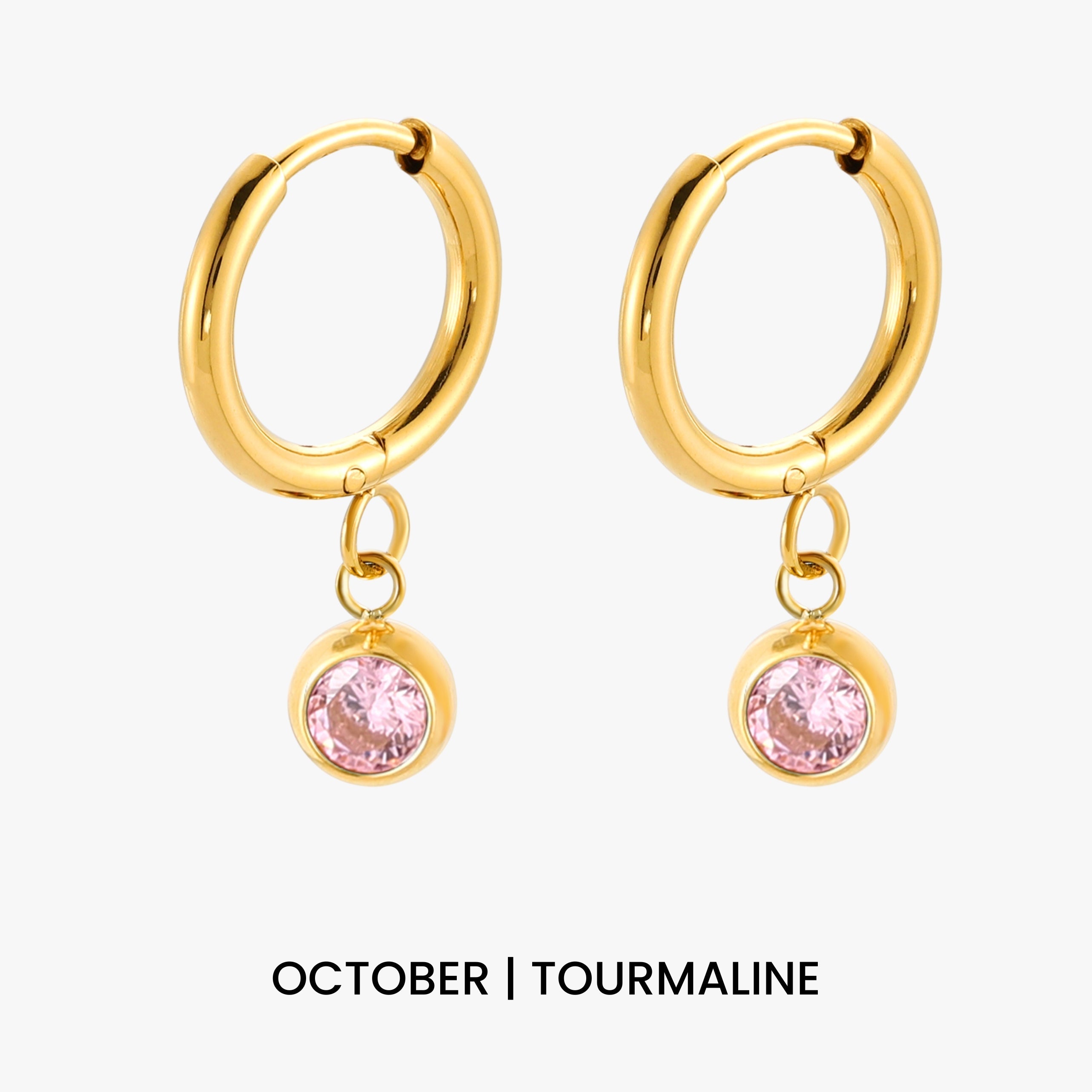 Athena Birthstone Charm Hoops