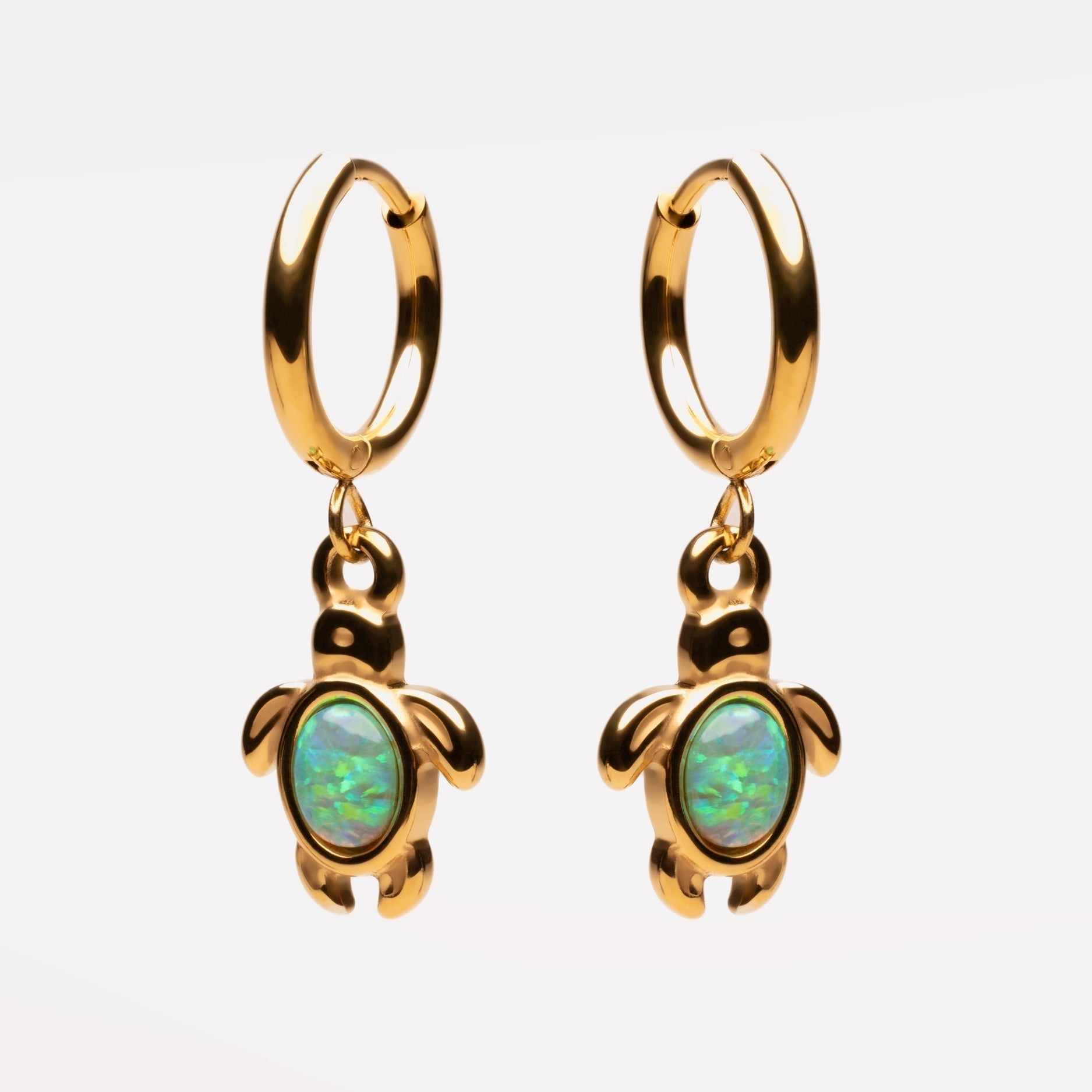 Athena Opal Turtle Hoops