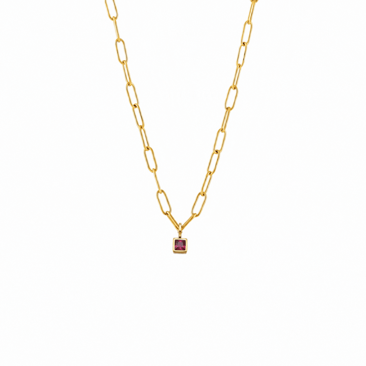 Athena Paperclip Birthstone Necklace