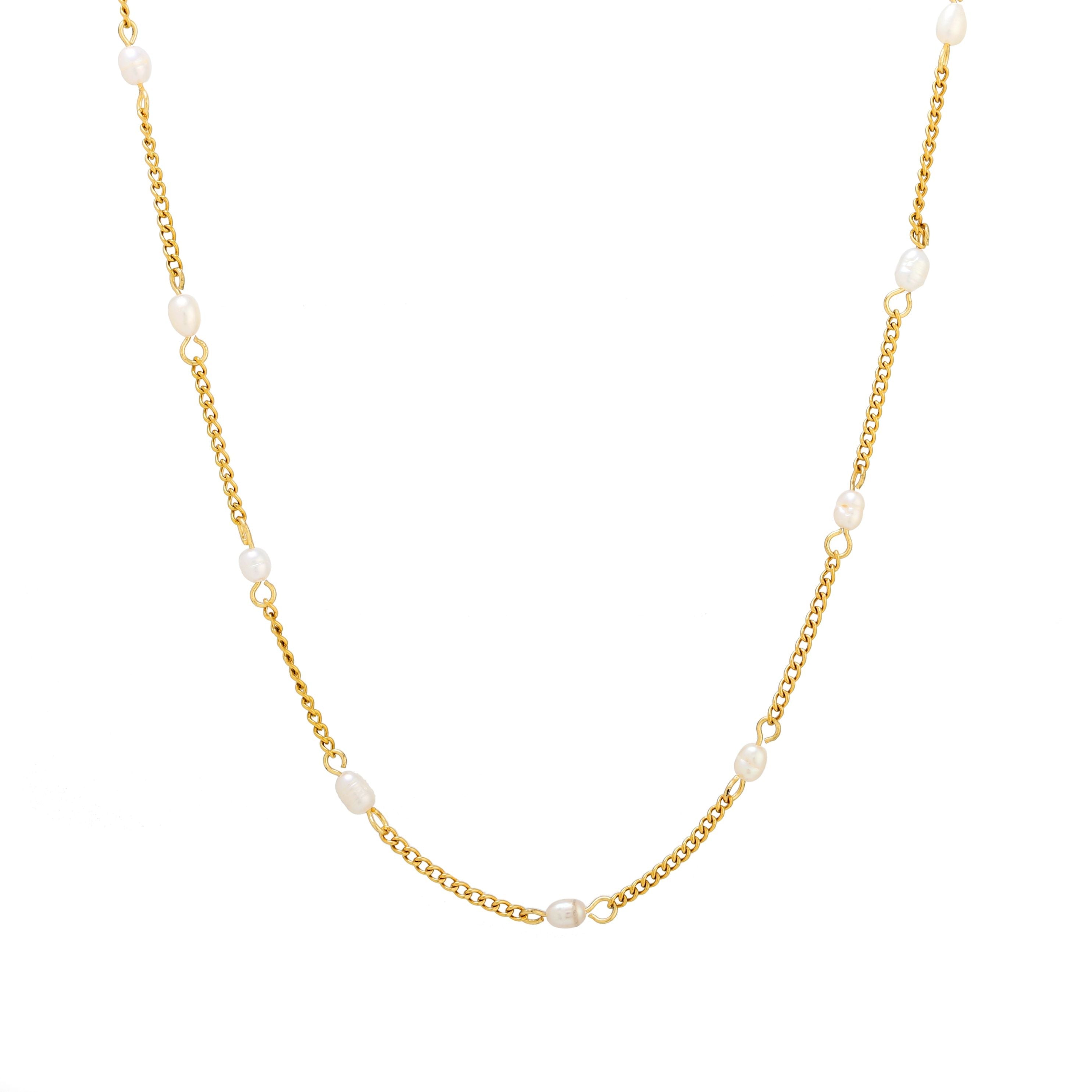 Athena Dainty Gold Pearl Choker
