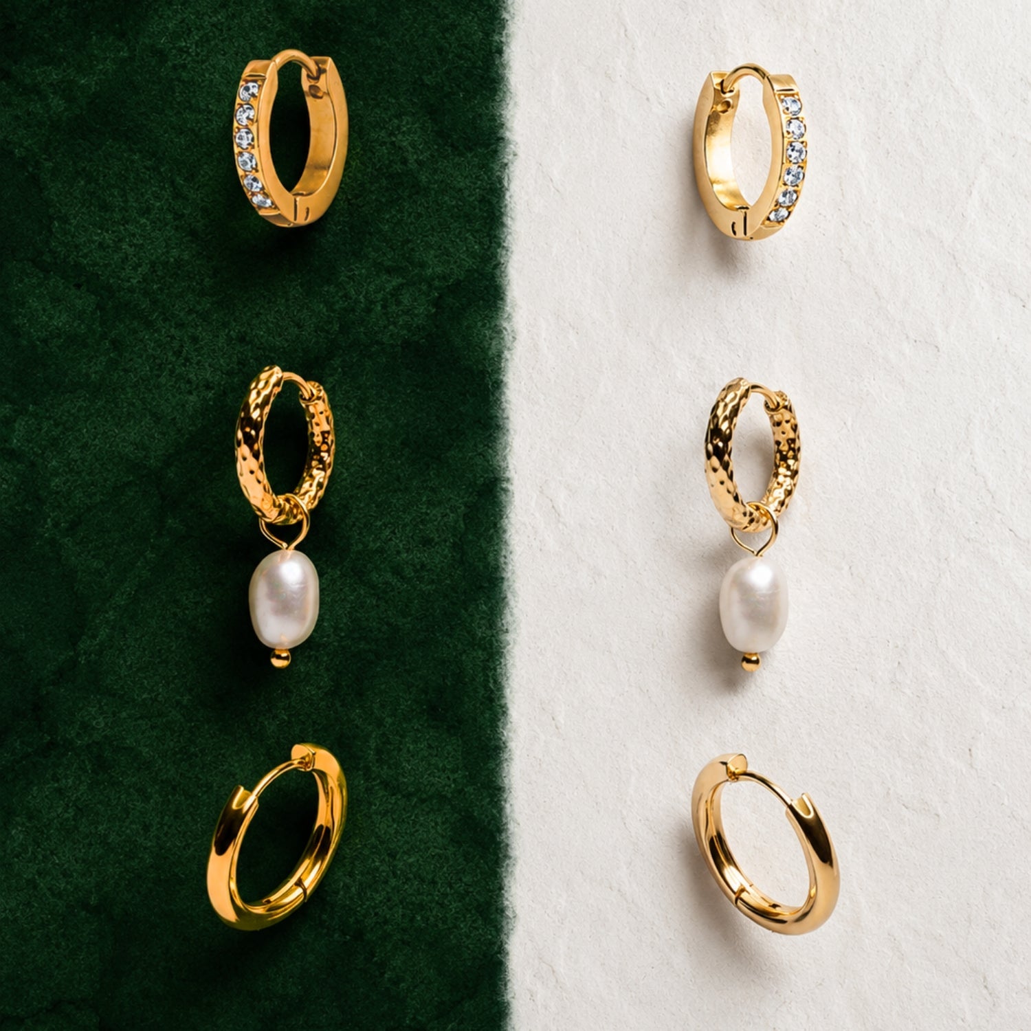 Athena Hammered Pearl Hoop Earrings