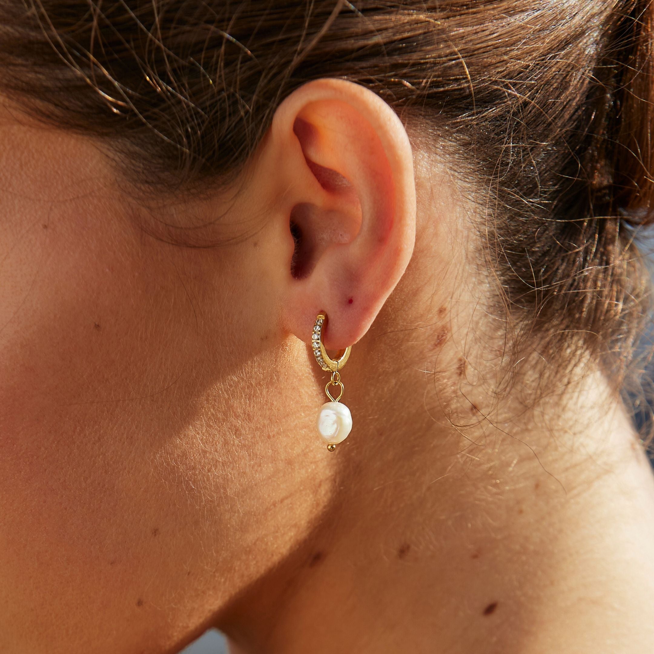 Athena Freshwater Pearl Hoop Earrings