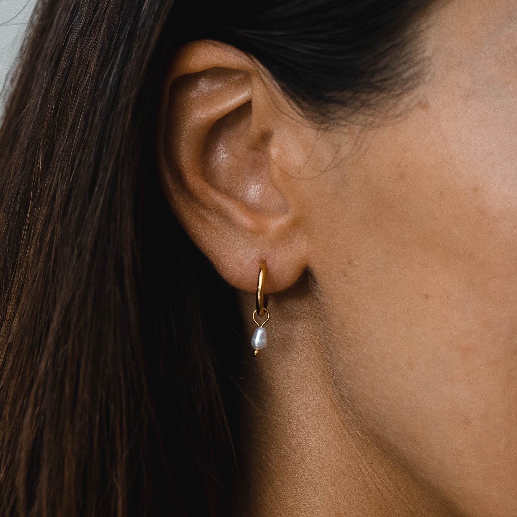 Athena Pearl Huggie Hoops