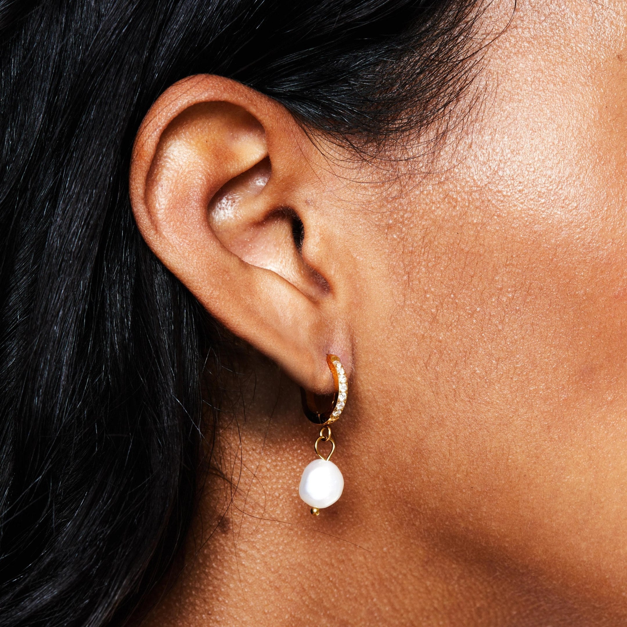 Athena Freshwater Pearl Hoop Earrings