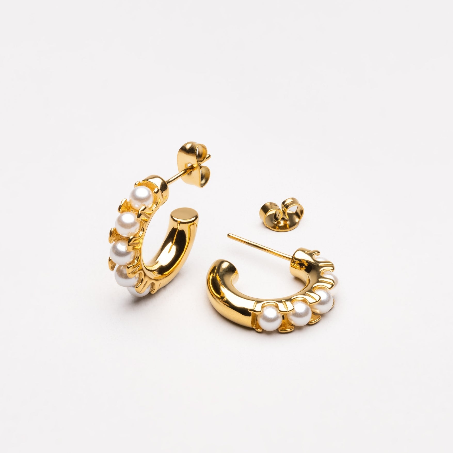 Athena Mini Pearl Huggies Earrings