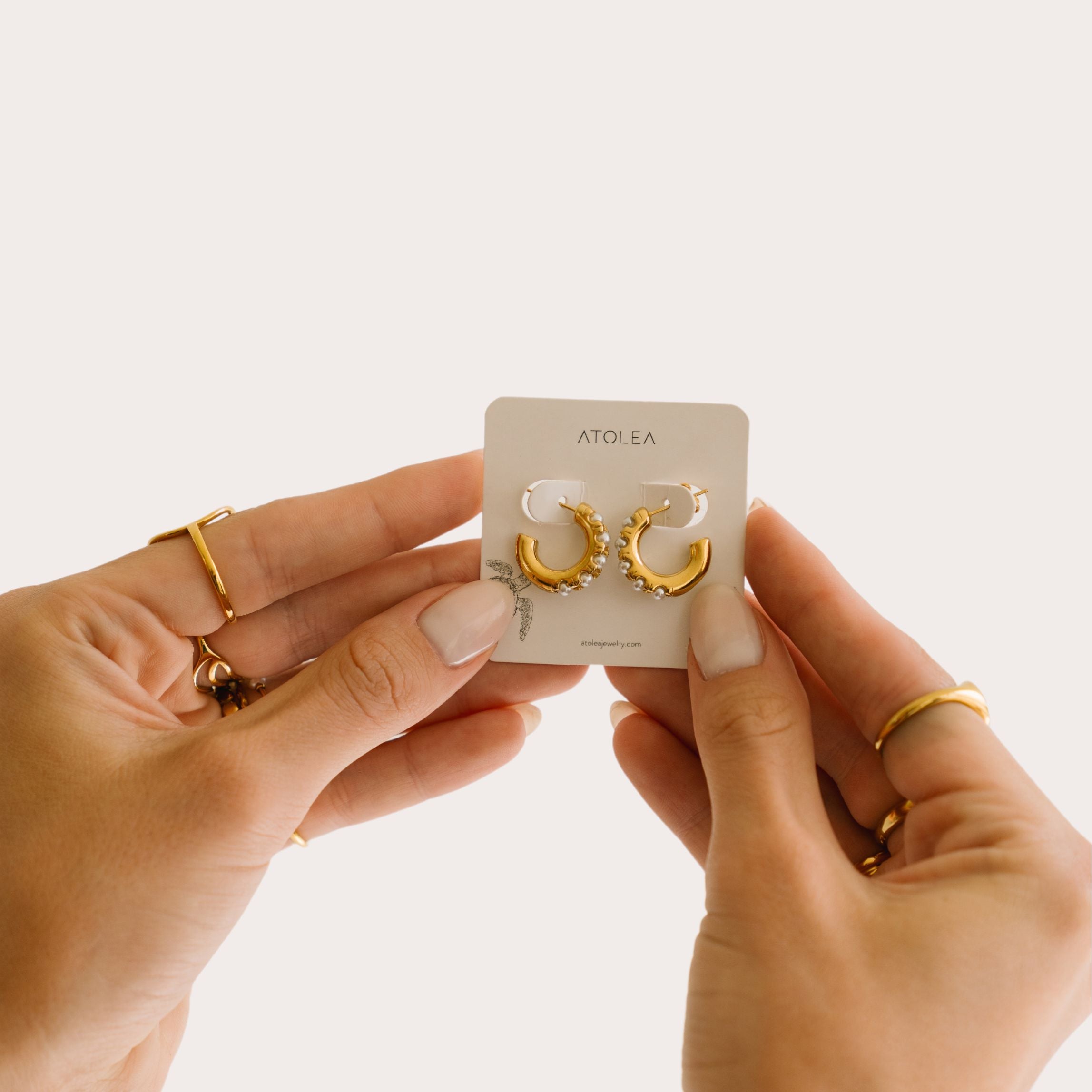 Athena Mini Pearl Huggies Earrings