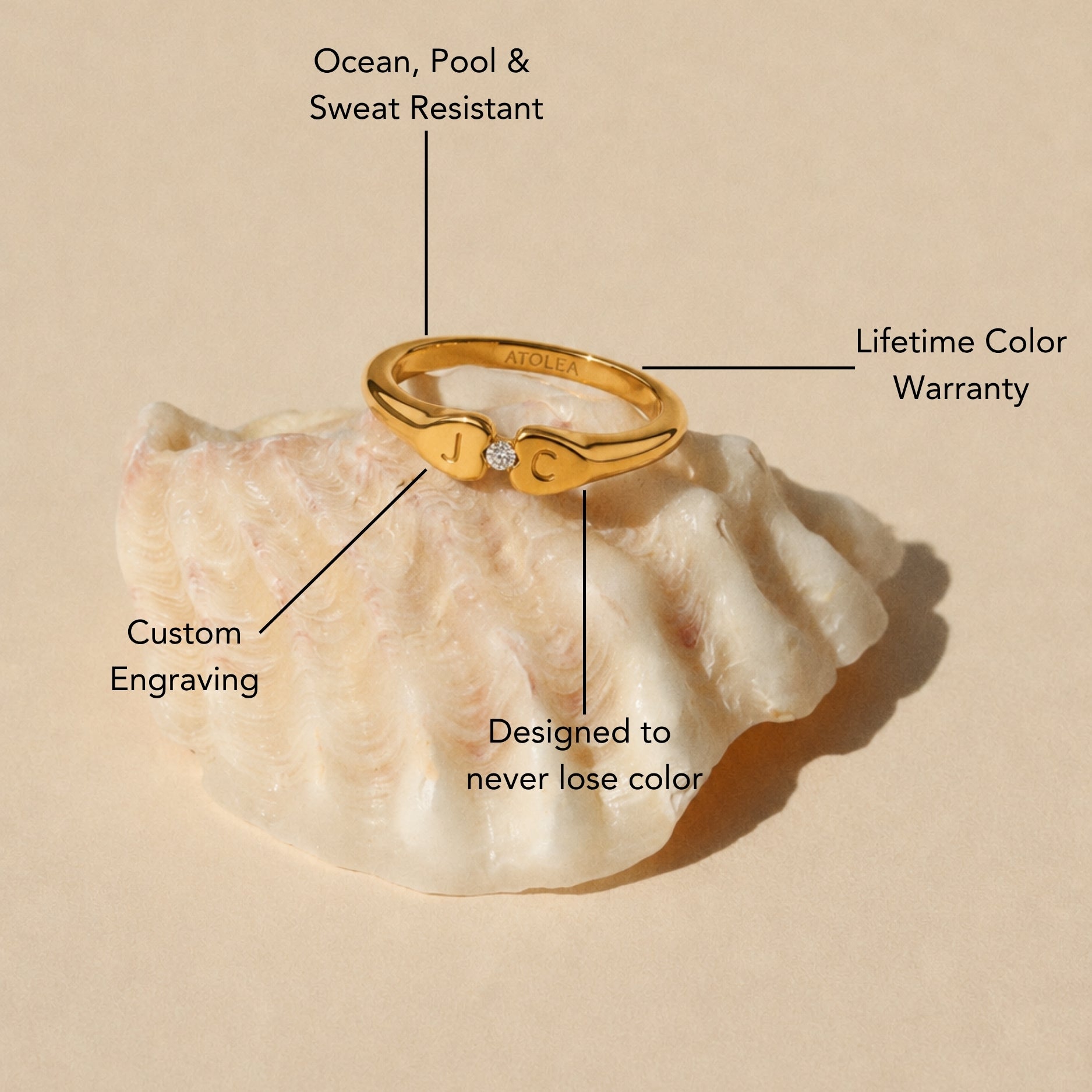 Athena Two-Initial Crystal Ring
