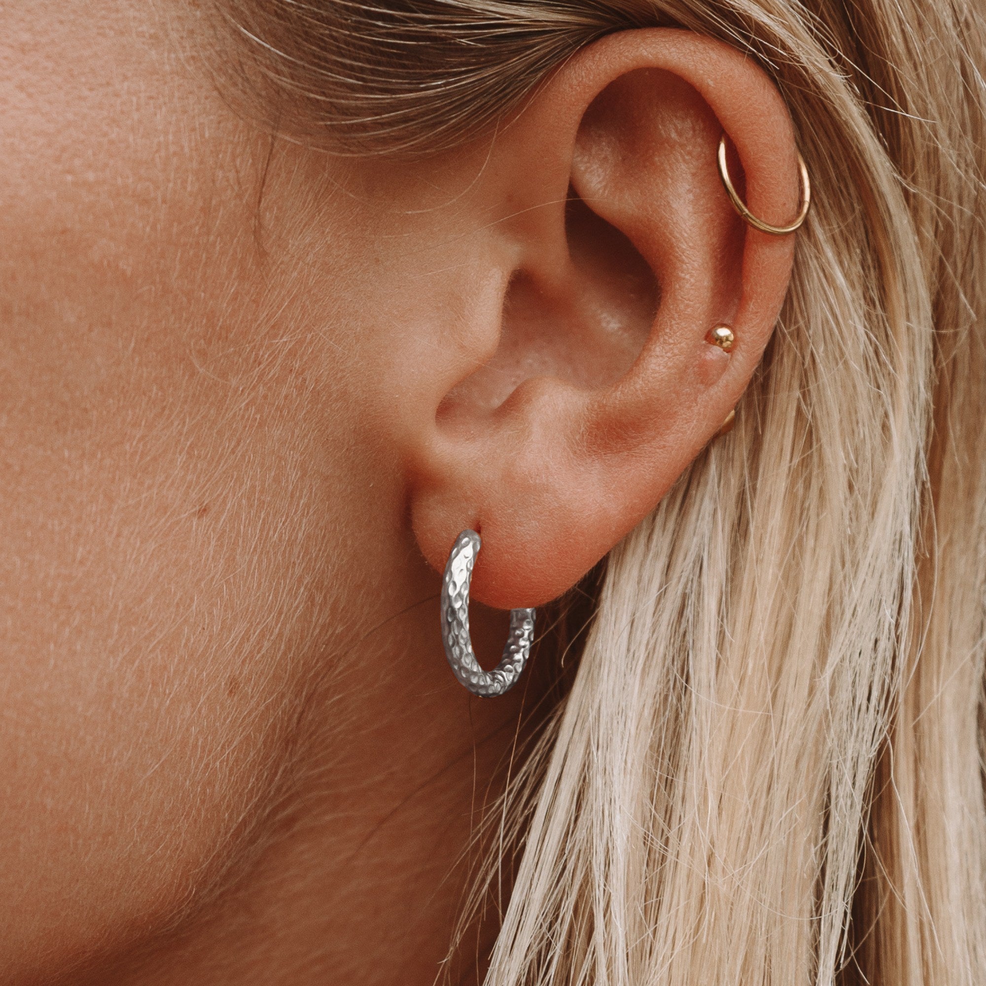 Athena Hammered Hoops Earrings