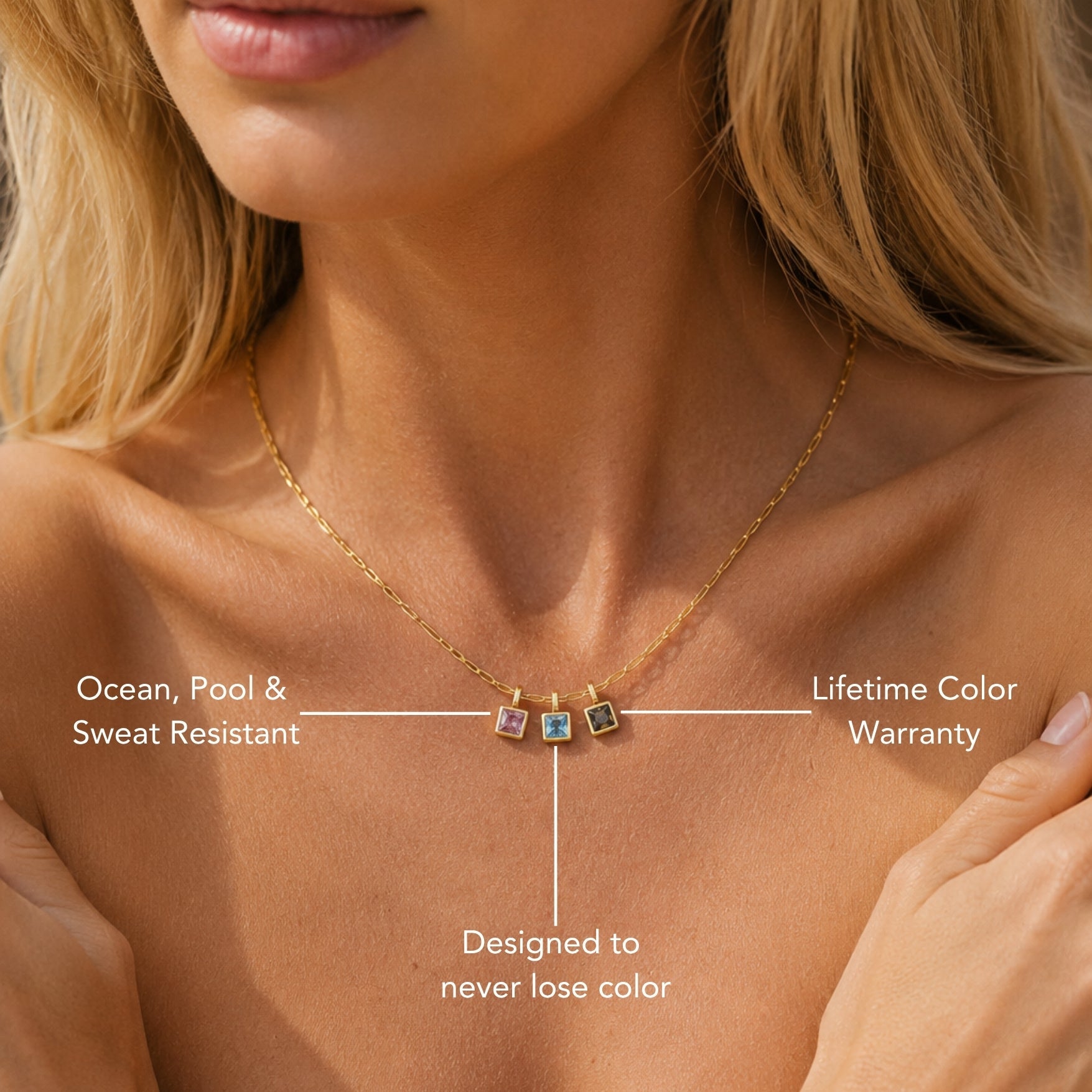 Athena Paperclip Birthstone Necklace