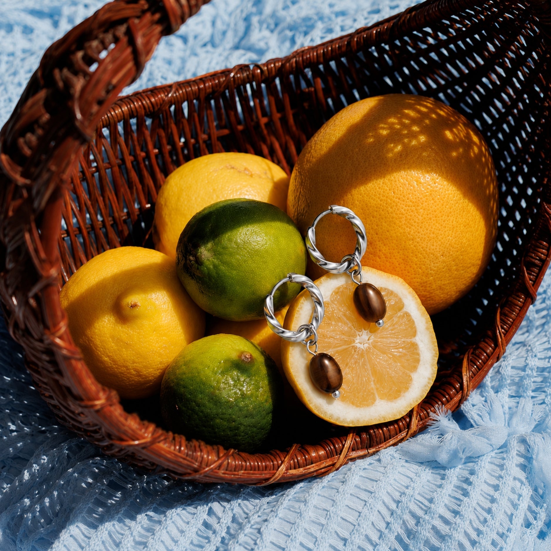 Athena Tiger Eye Hoops Earrings