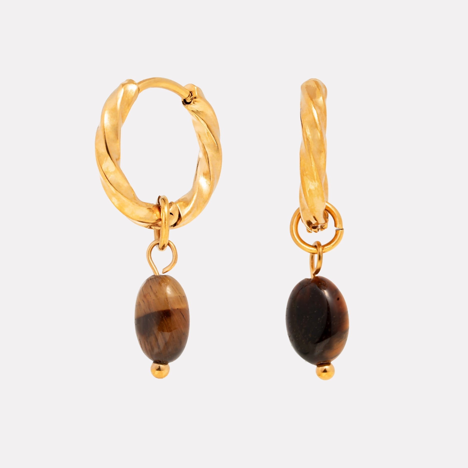 Athena Tiger Eye Hoops Earrings