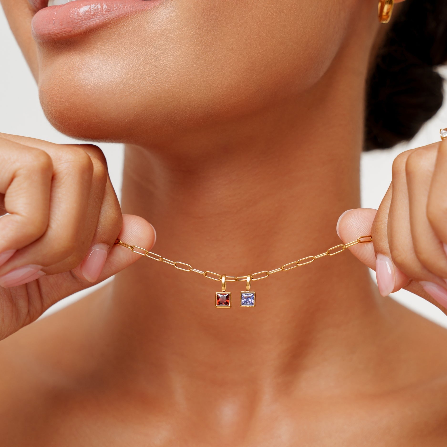 Athena Paperclip Birthstone Necklace