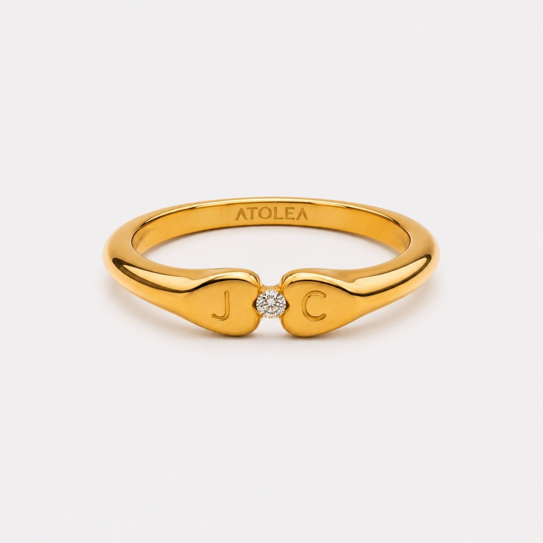 Athena Two-Initial Crystal Ring