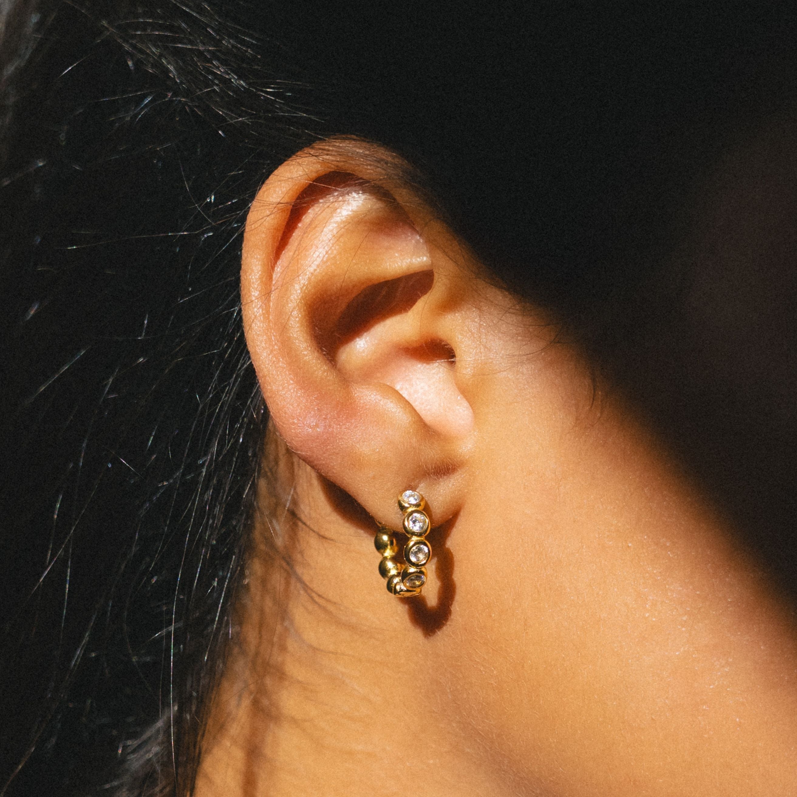 Athena Beaded Diamond Hoops