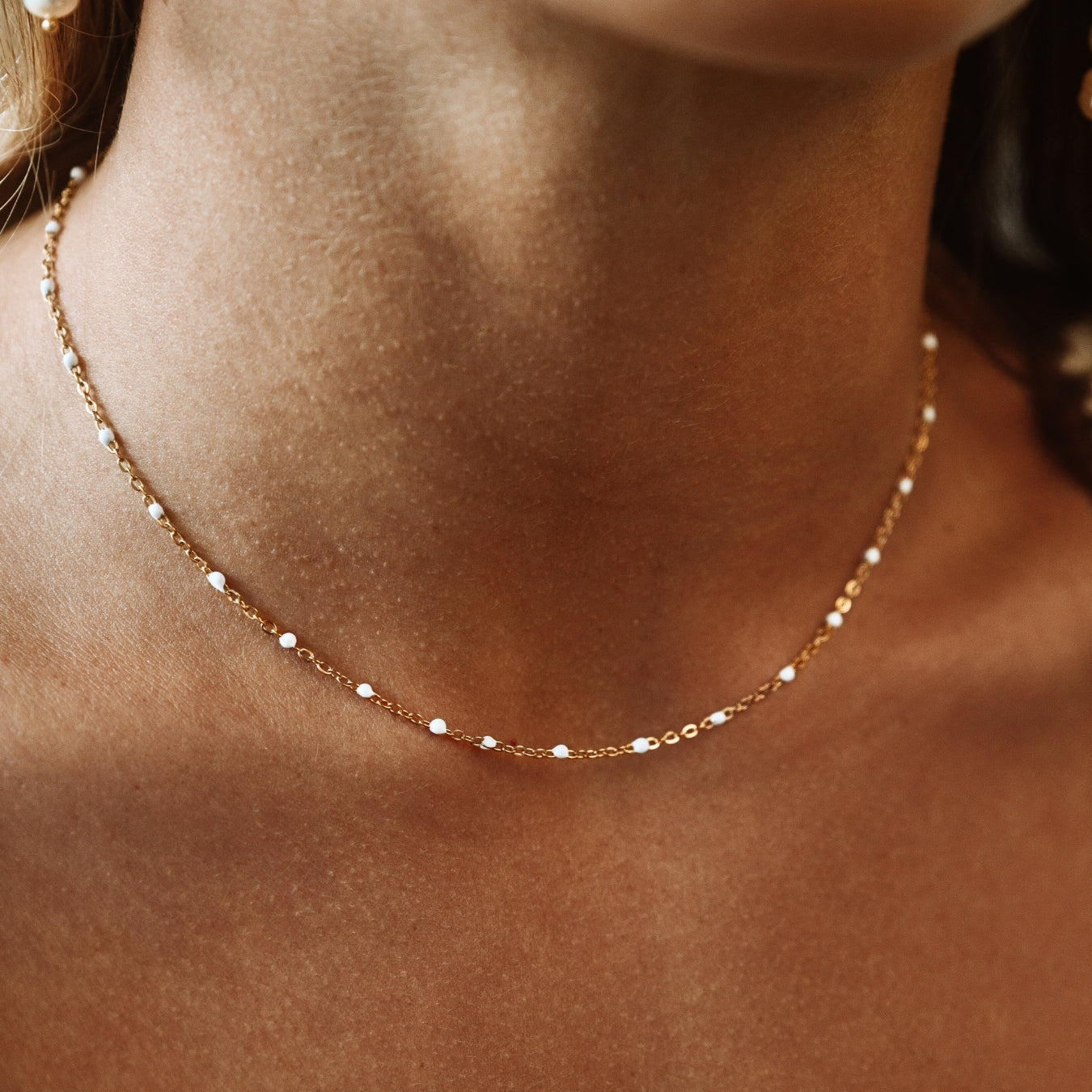 Athena White Beaded Choker