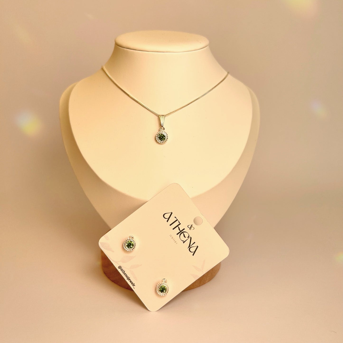 Conjunto Colar + Brincos Esmeralda