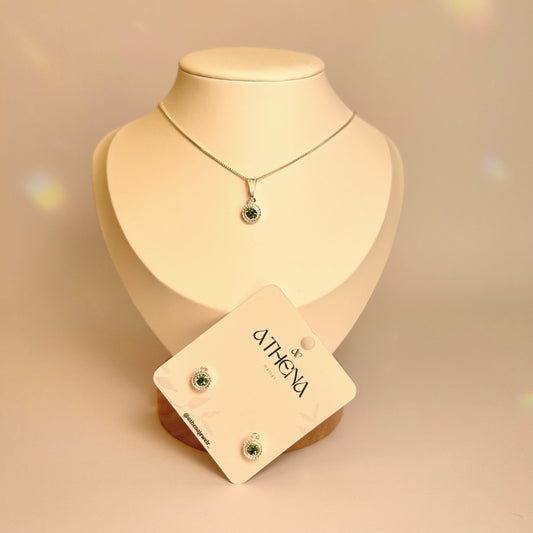 Conjunto Colar + Brincos Esmeralda