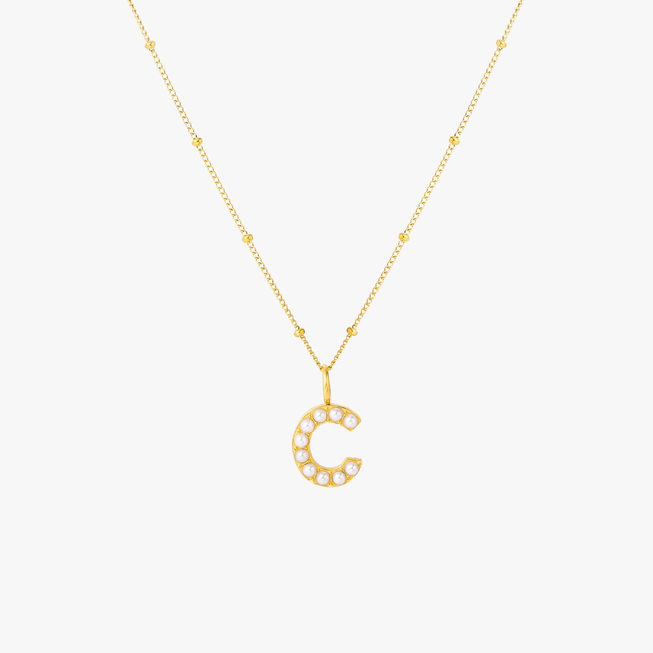 Athena Pearl Initial Necklace