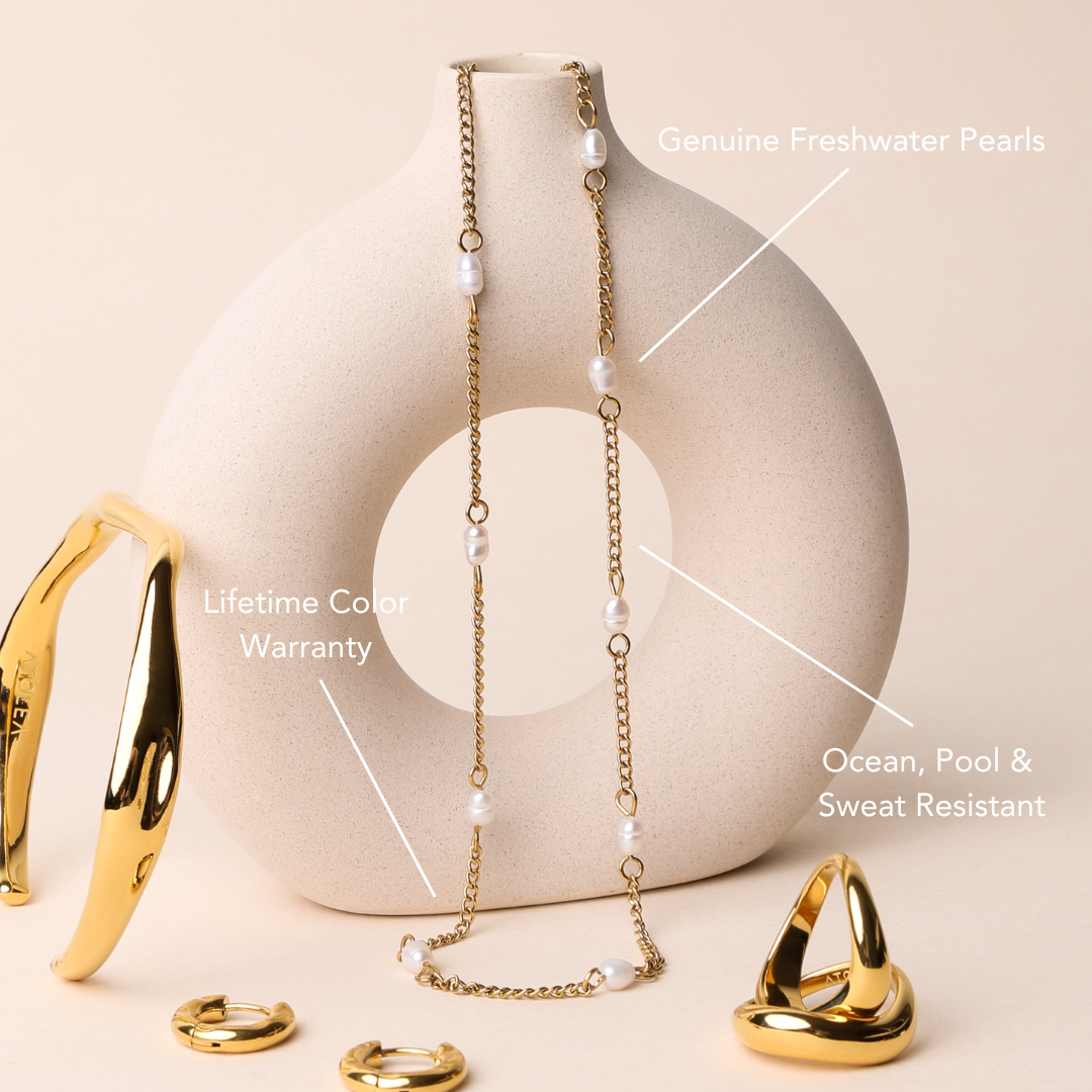 Athena Dainty Gold Pearl Choker