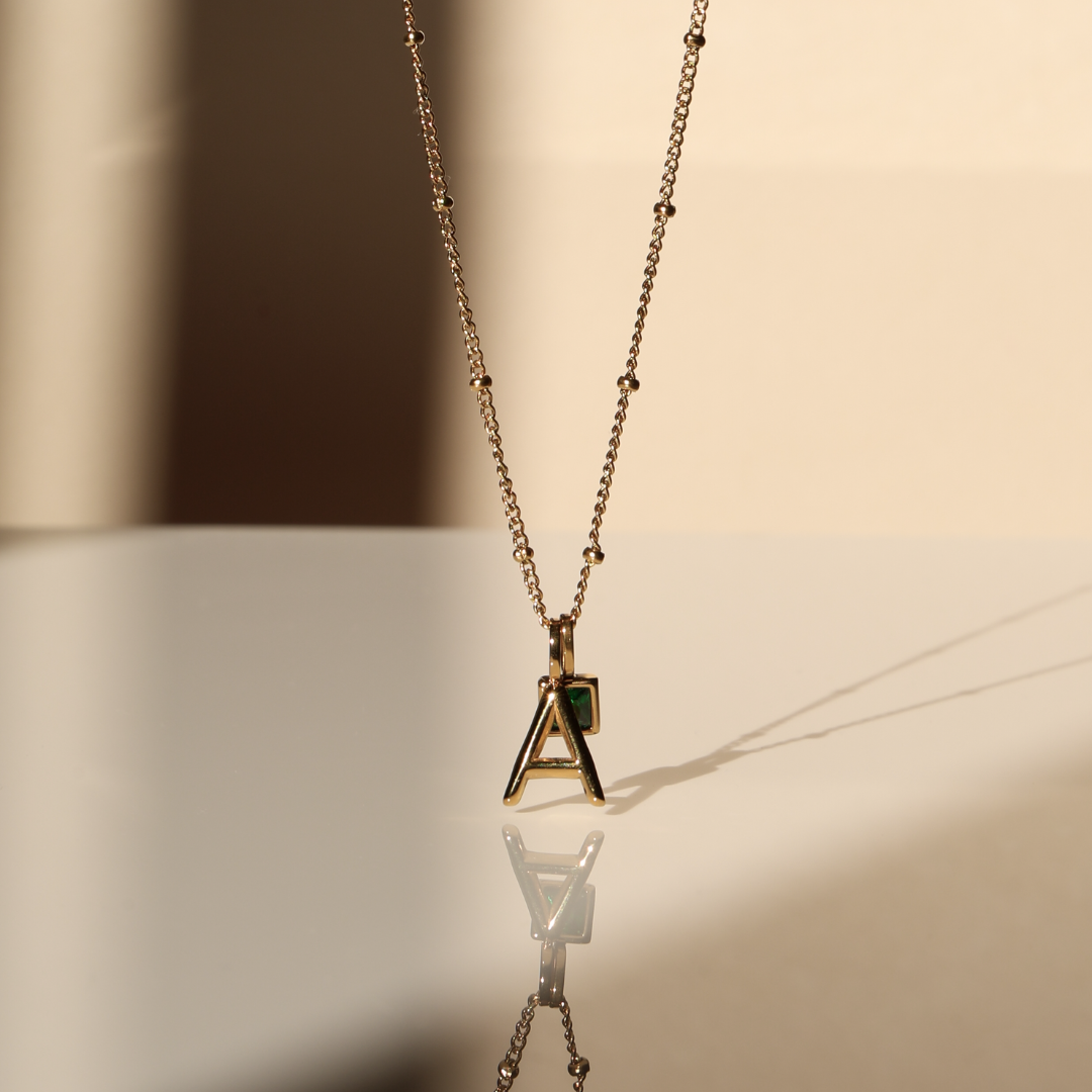 Athena Initial & Birthstone Charm Necklace