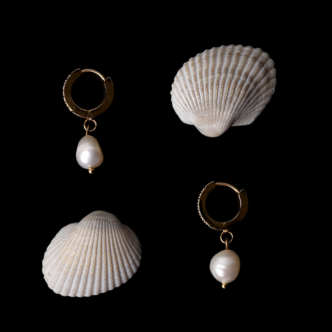 Athena Freshwater Pearl Hoop Earrings
