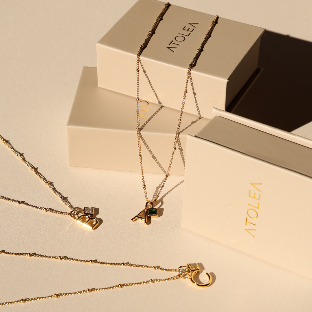 Athena Initial & Birthstone Charm Necklace