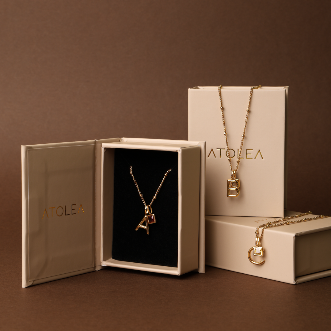 Athena Initial & Birthstone Charm Necklace
