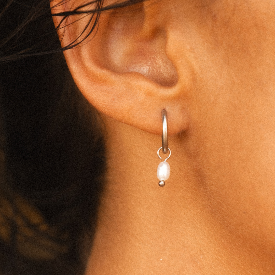 Athena Pearl Huggie Hoops