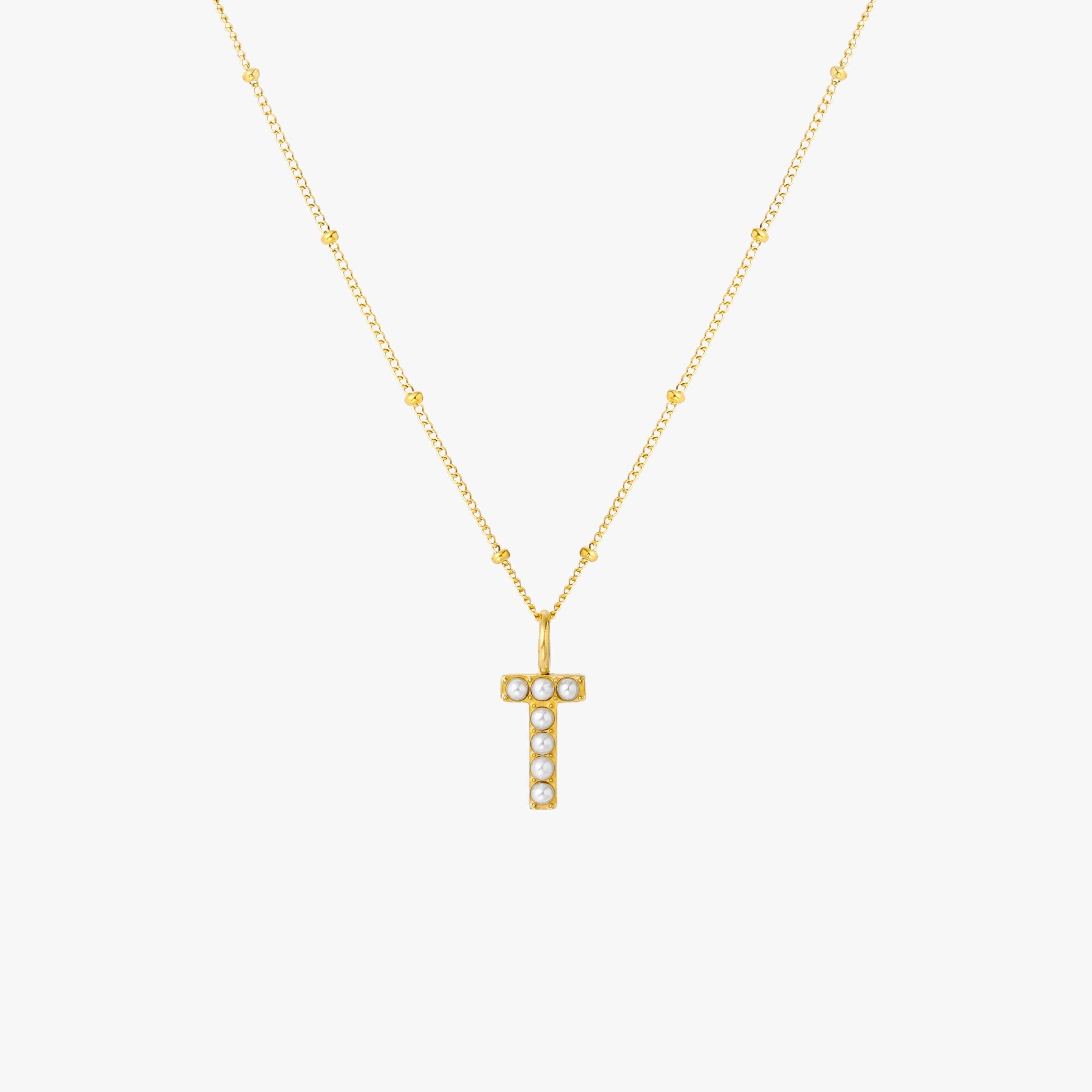 Athena Pearl Initial Necklace